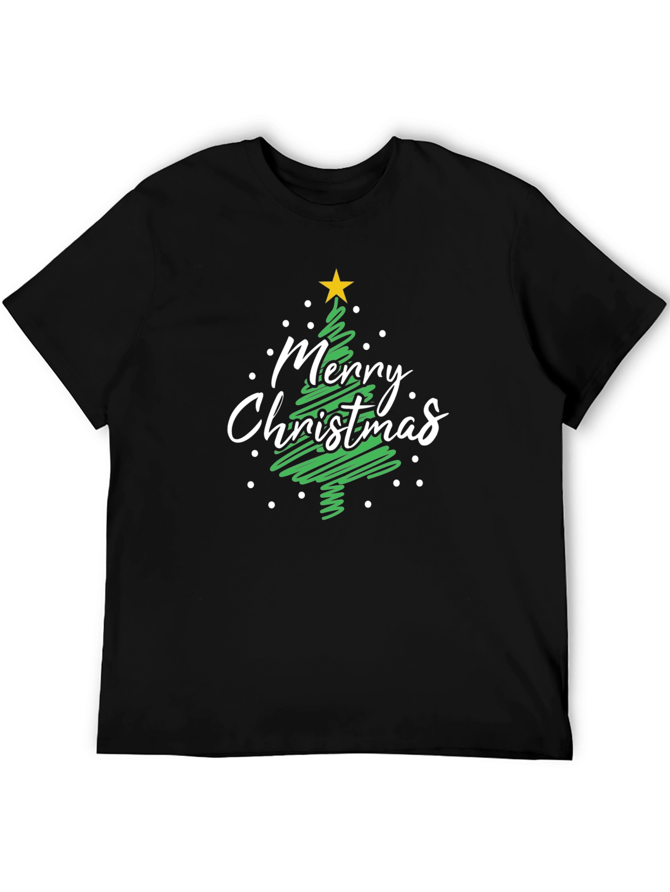Merry Christmas Tree Black T-Shirt