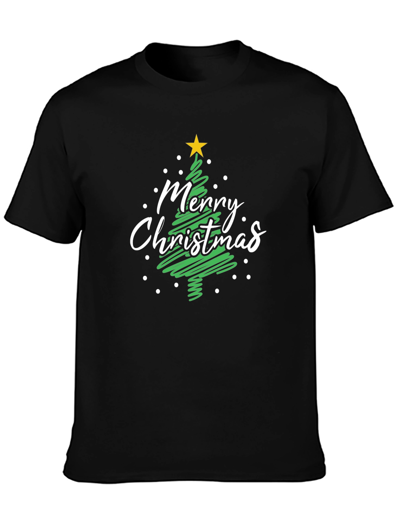 Merry Christmas Tree Black T-Shirt