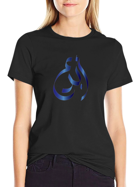 Stylish Black T-Shirt with Blue Ribbon Design