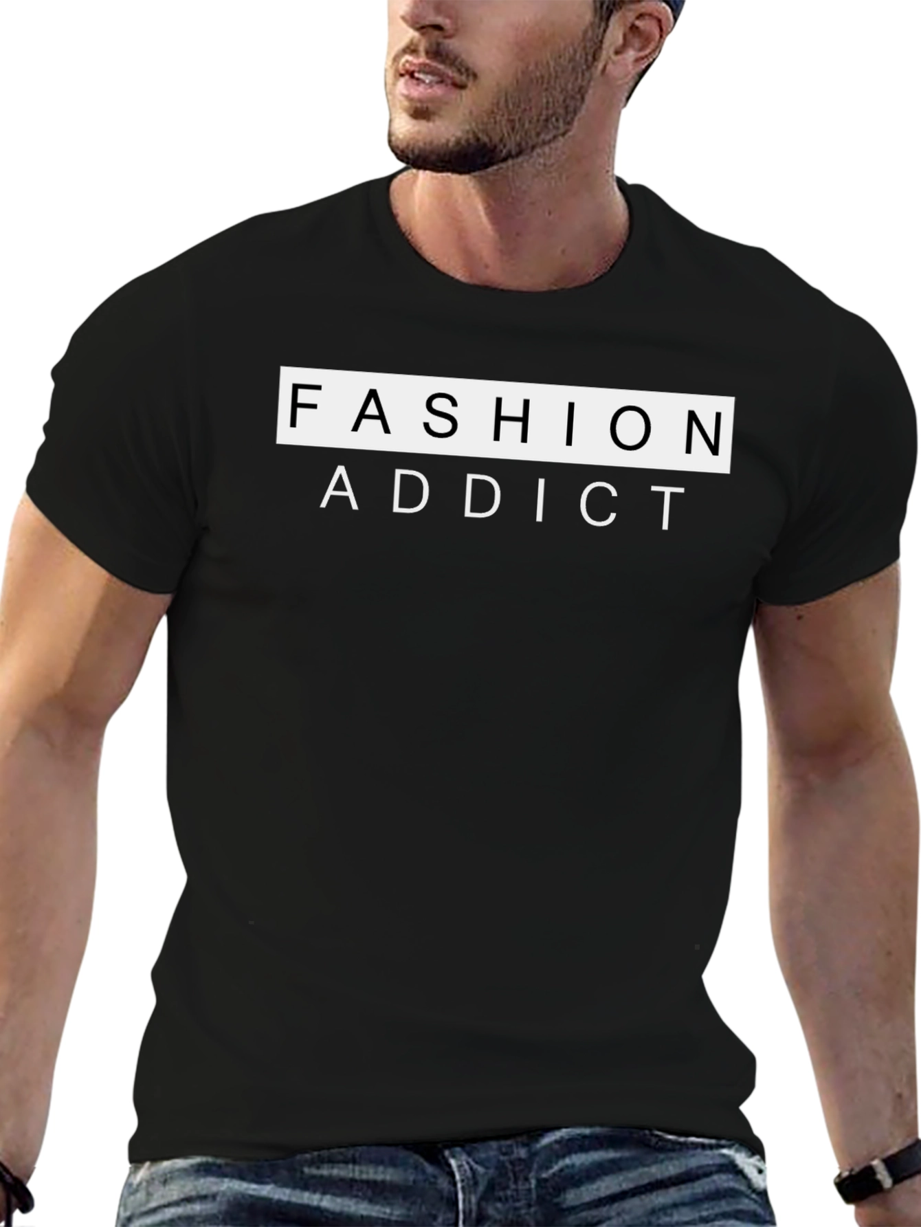 Fashion Addict Black T-Shirt | Stylish Graphic Tee
