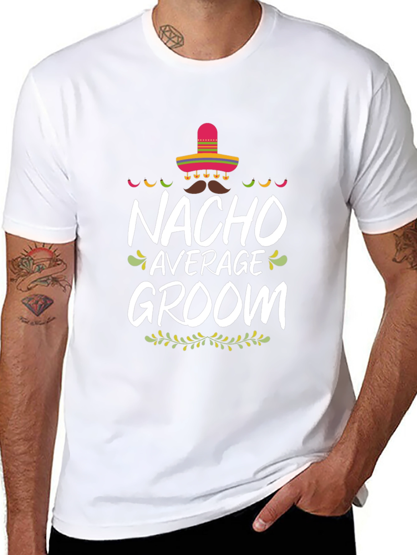 Nacho Average Groom Graphic T-Shirt - Black