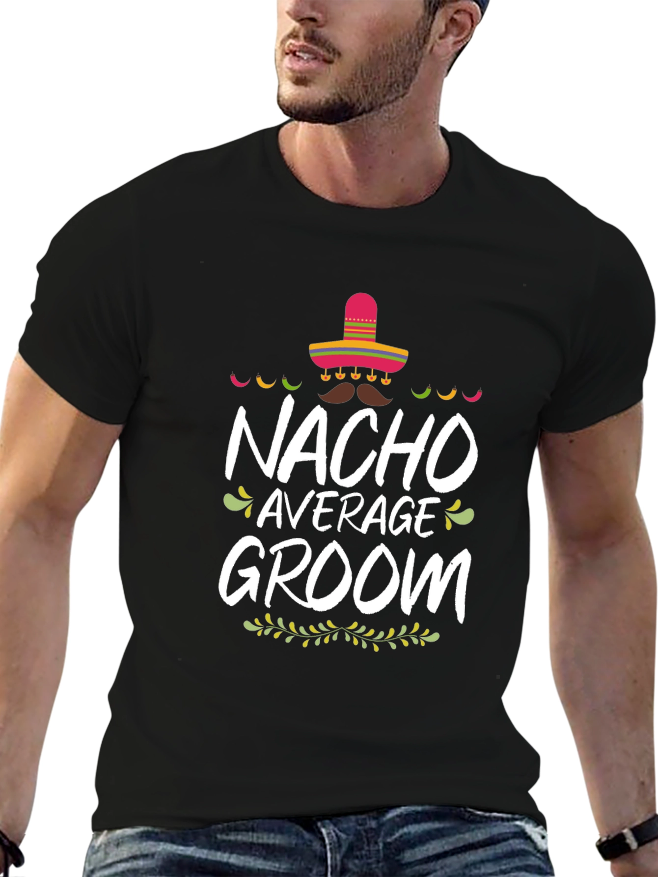 Nacho Average Groom Graphic T-Shirt - Black