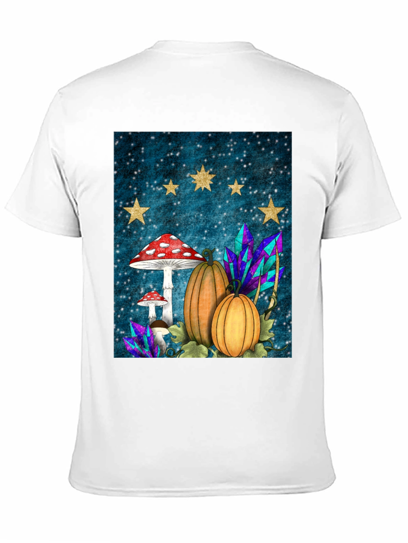 Whimsical Fall T-Shirt - Mushrooms Pumpkins & Stars