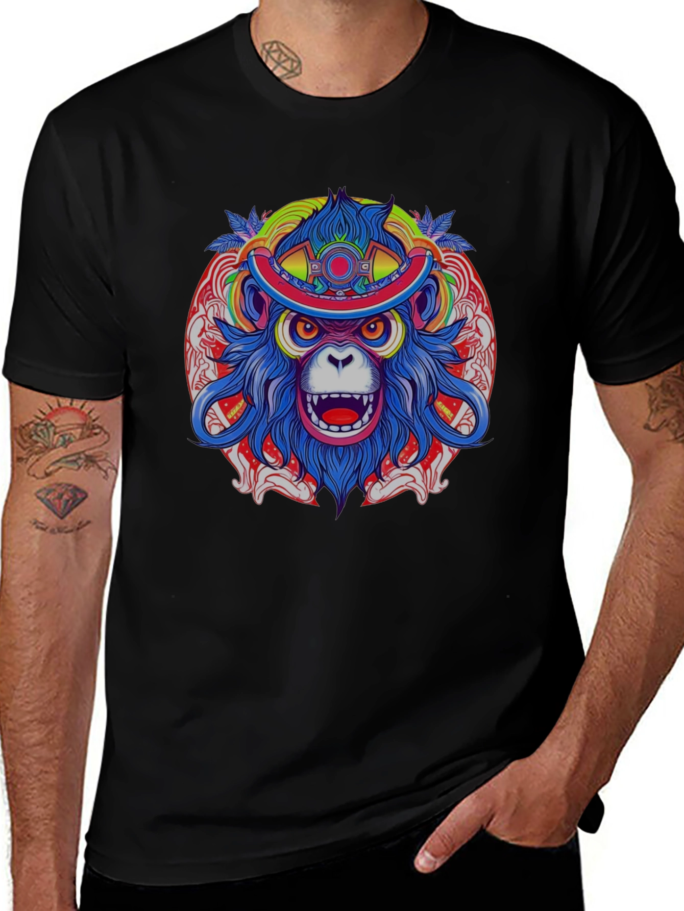 Vivid Monkey Head T-Shirt - Graphic Tee