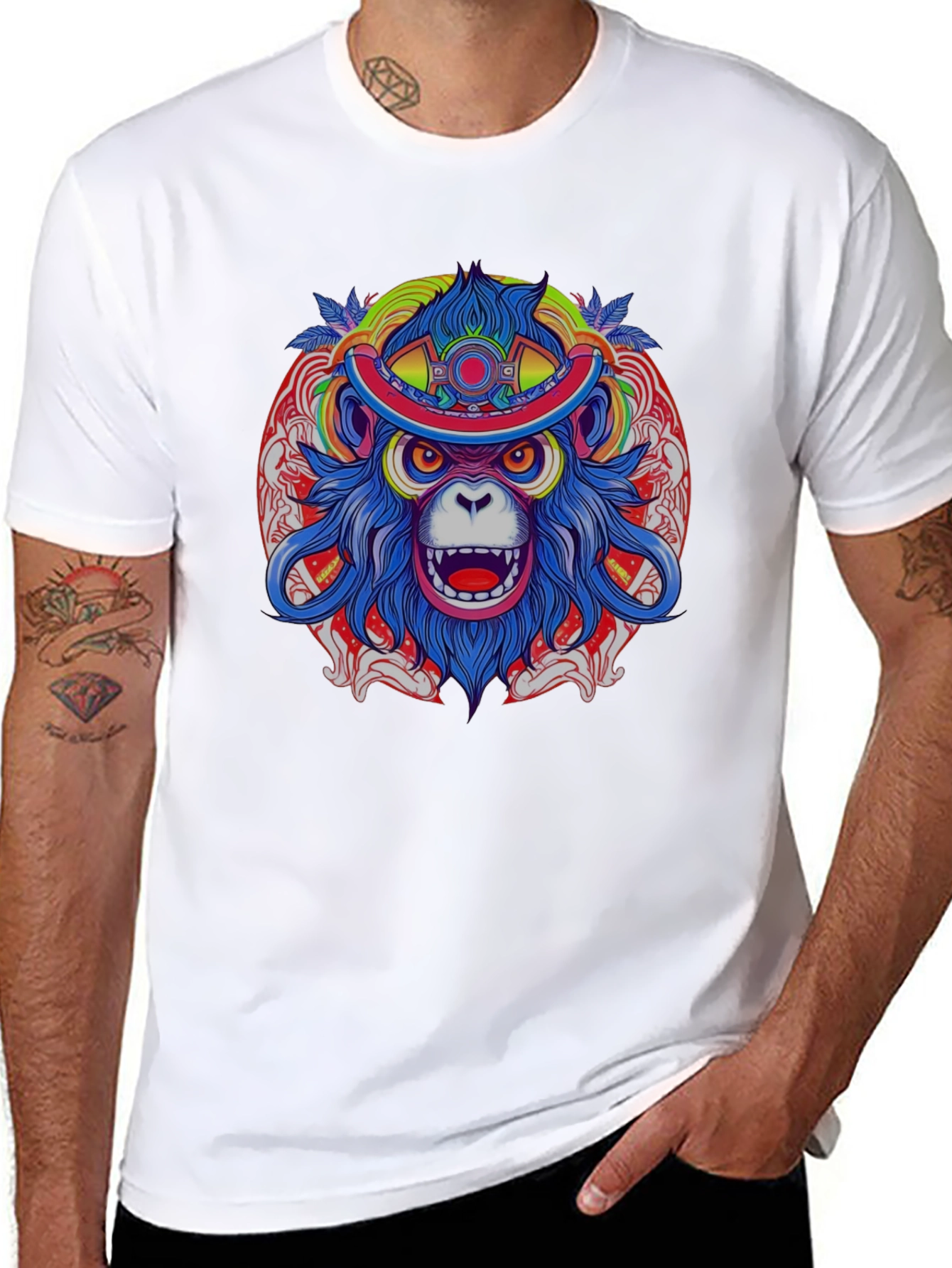 Vivid Monkey Head T-Shirt - Graphic Tee
