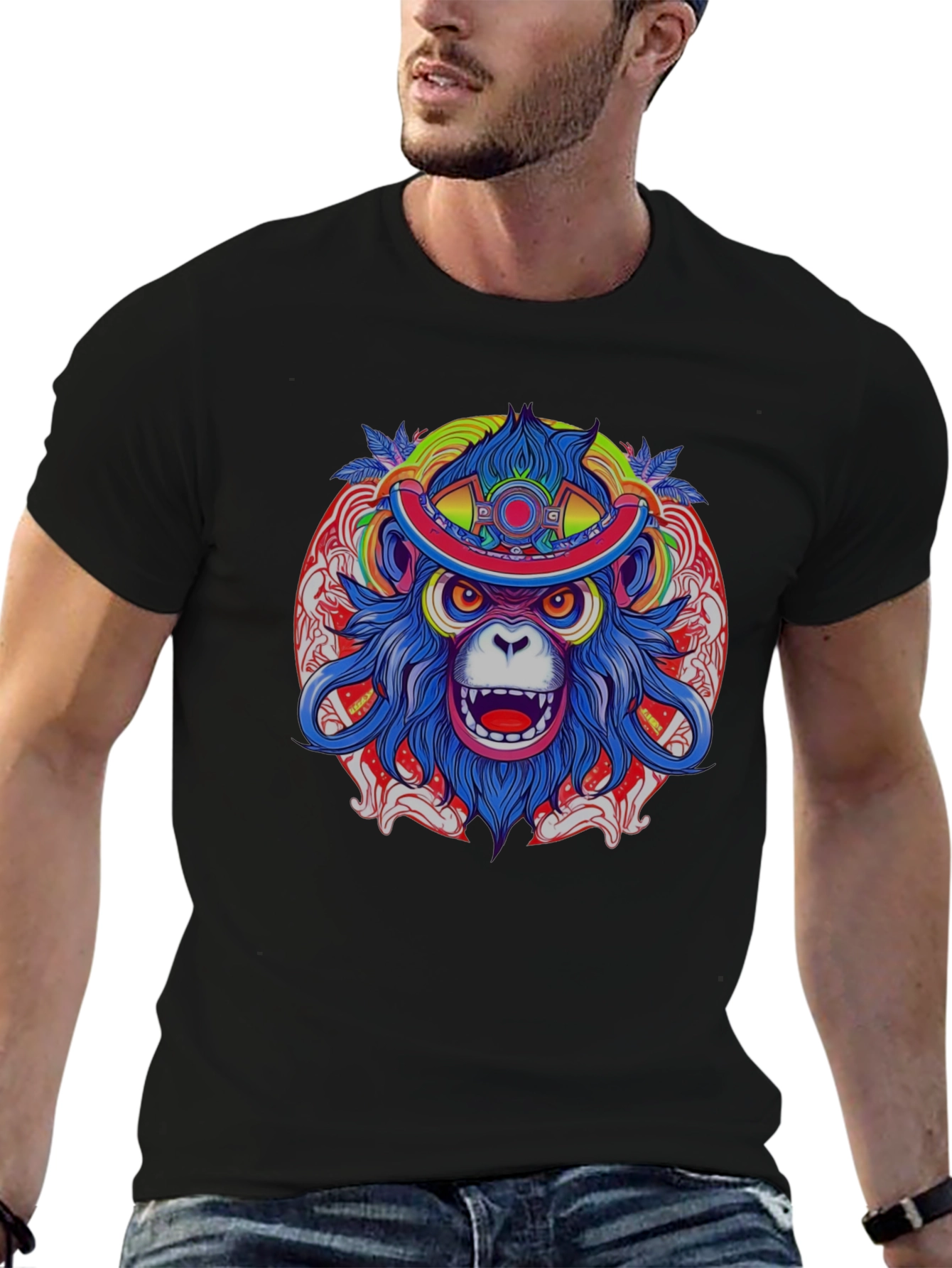 Vivid Monkey Head T-Shirt - Graphic Tee