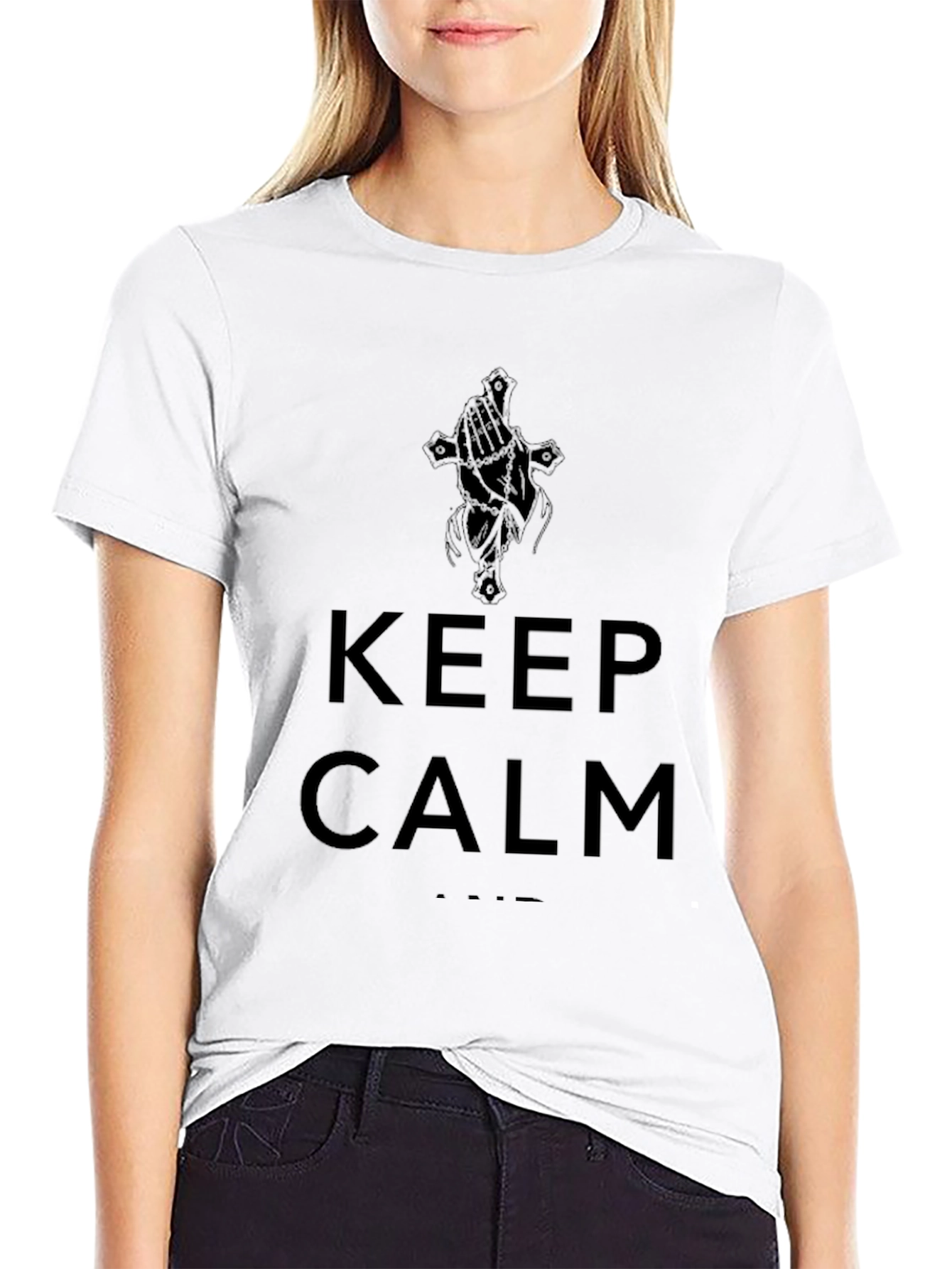 Keep Calm Graphic Print Mens Black T-Shirt