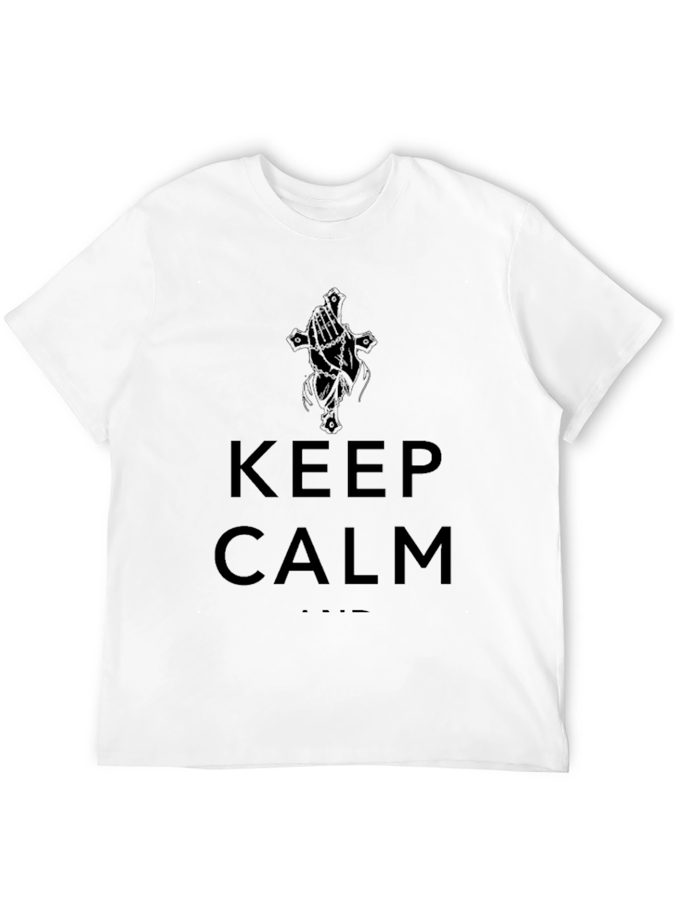 Keep Calm Graphic Print Mens Black T-Shirt