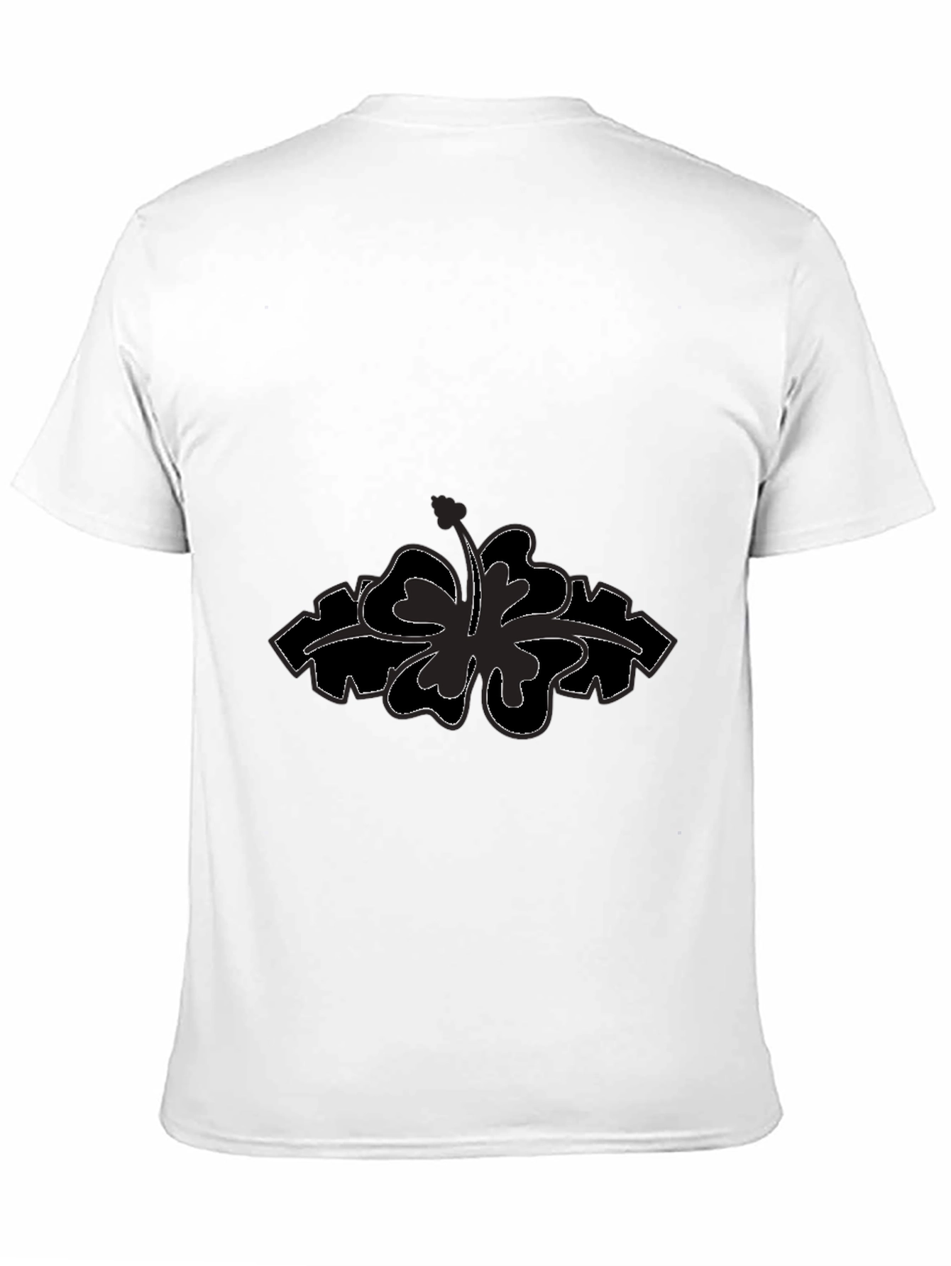Mens Black T-Shirt with Flower Design