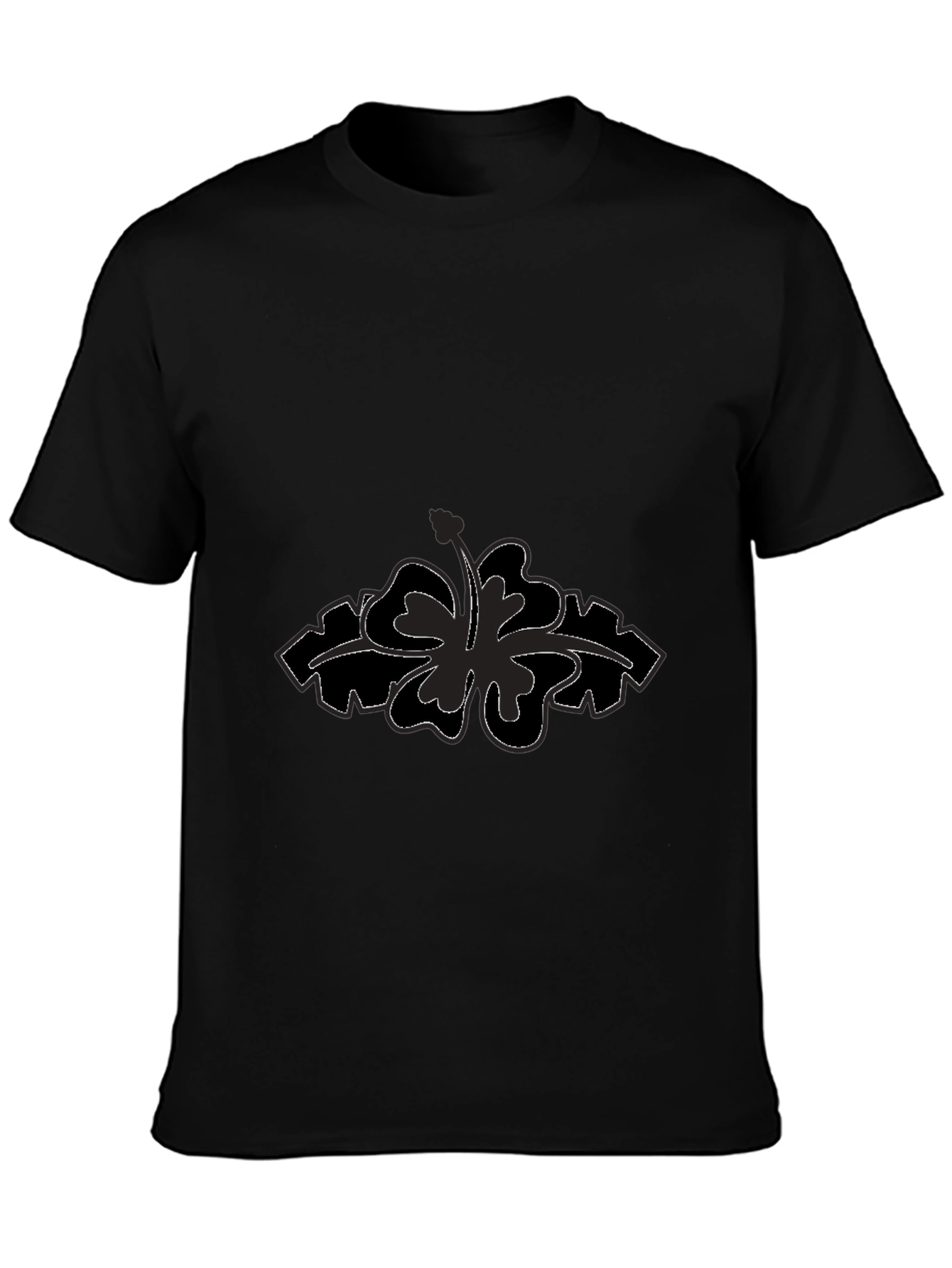 Mens Black T-Shirt with Flower Design