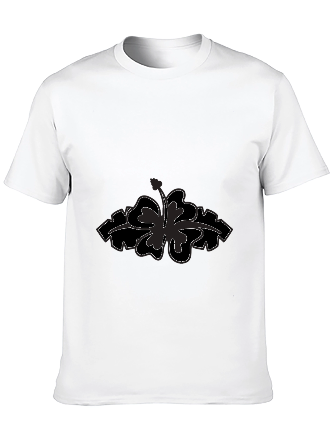 Mens Black T-Shirt with Flower Design