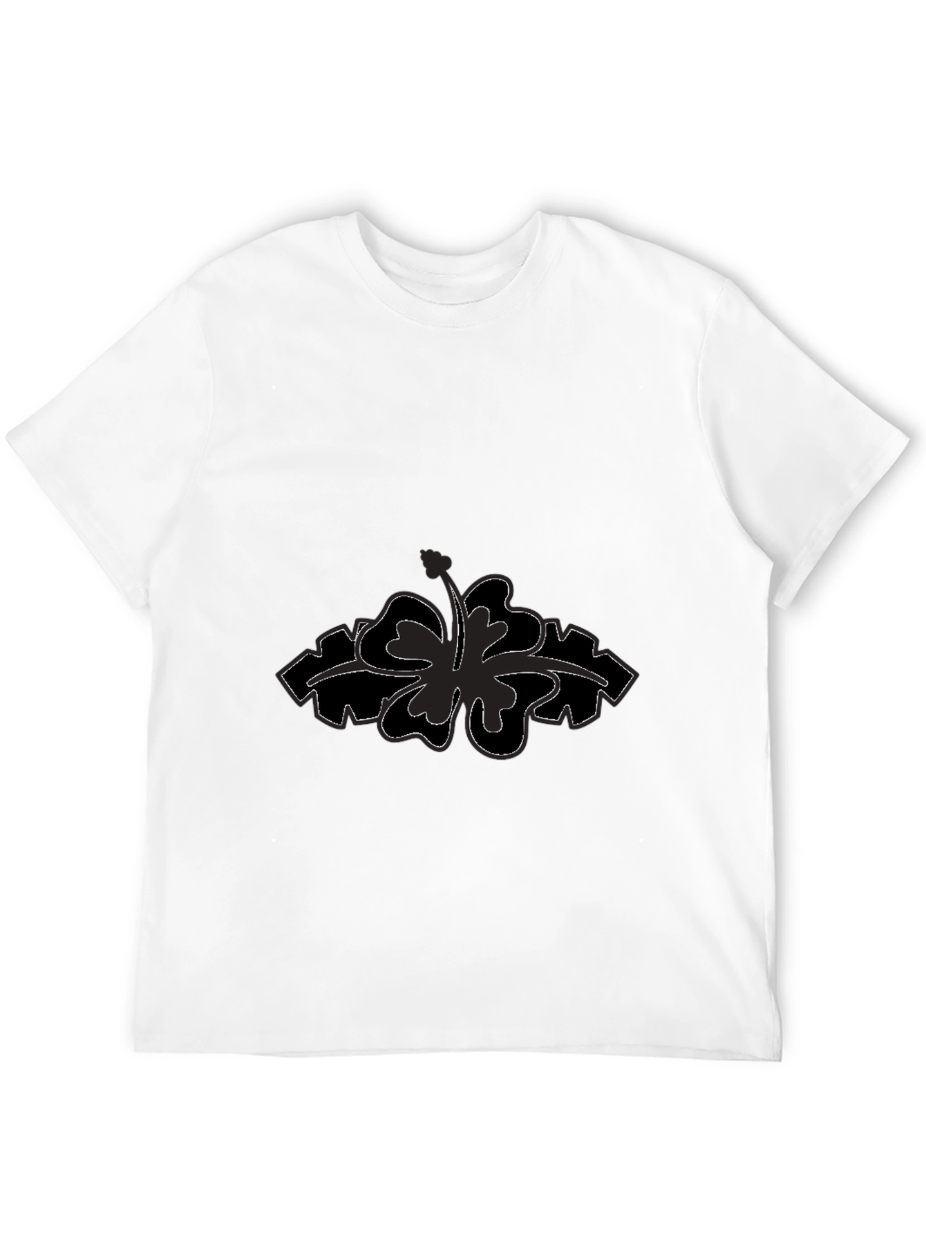 Mens Black T-Shirt with Flower Design