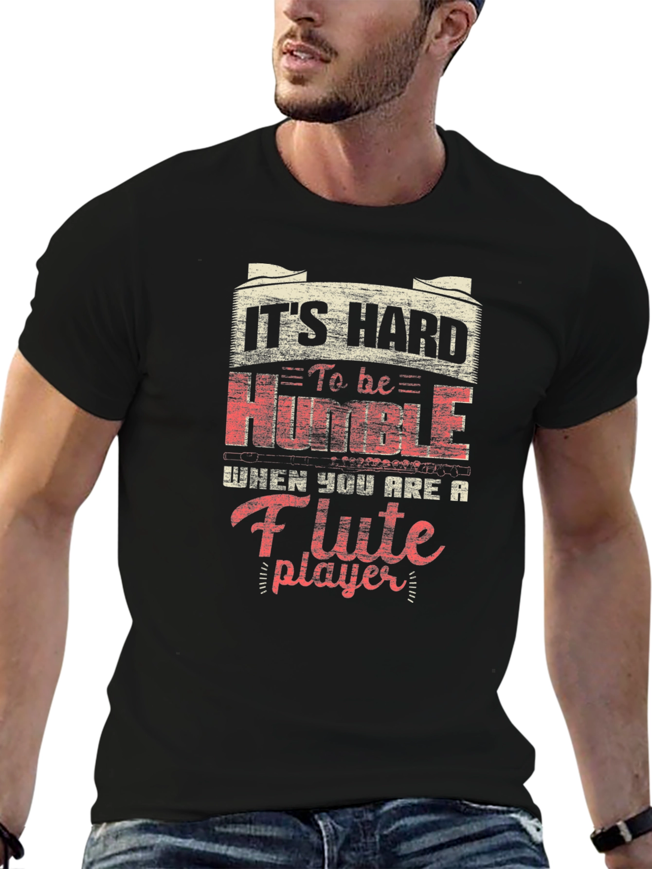 Flute Player Graphic T-Shirt - Hard to be Humble