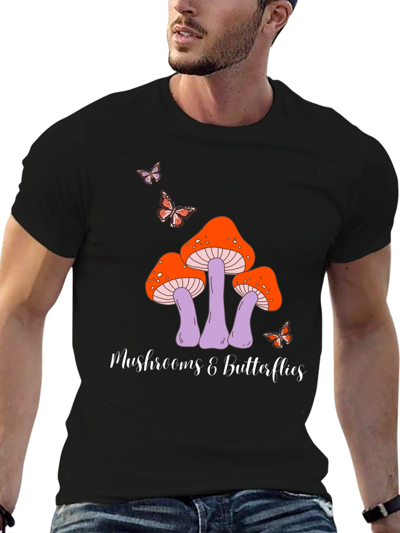 Mushroom & Butterfly Graphic Tee