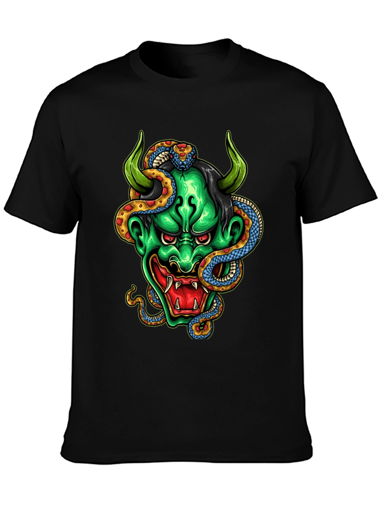 Demon & Snake Graphic Black T-Shirt
