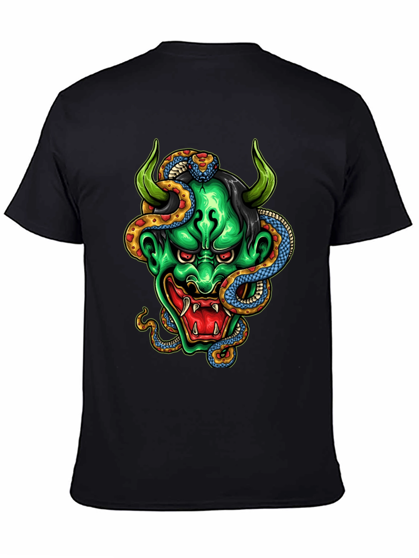 Demon & Snake Graphic Black T-Shirt