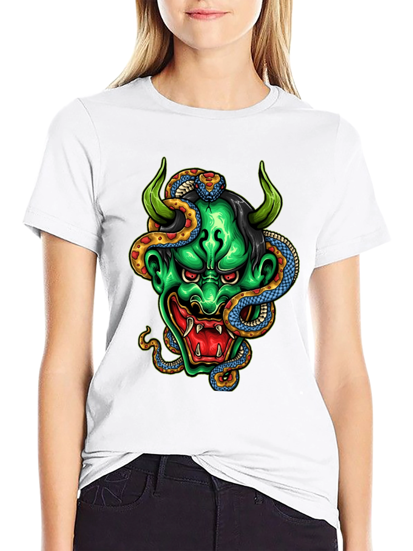 Demon & Snake Graphic Black T-Shirt