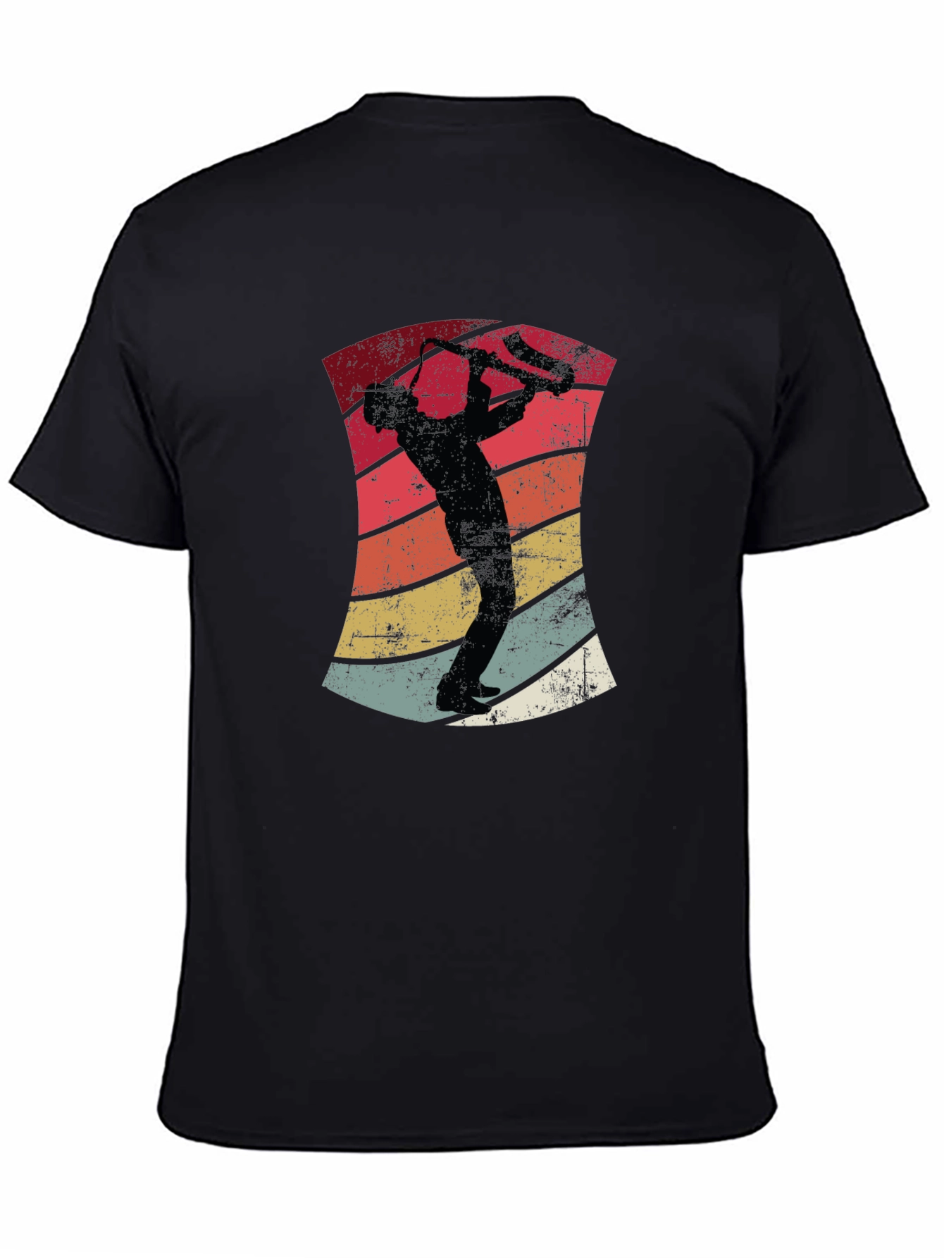 Retro Saxophone Player Black T-Shirt