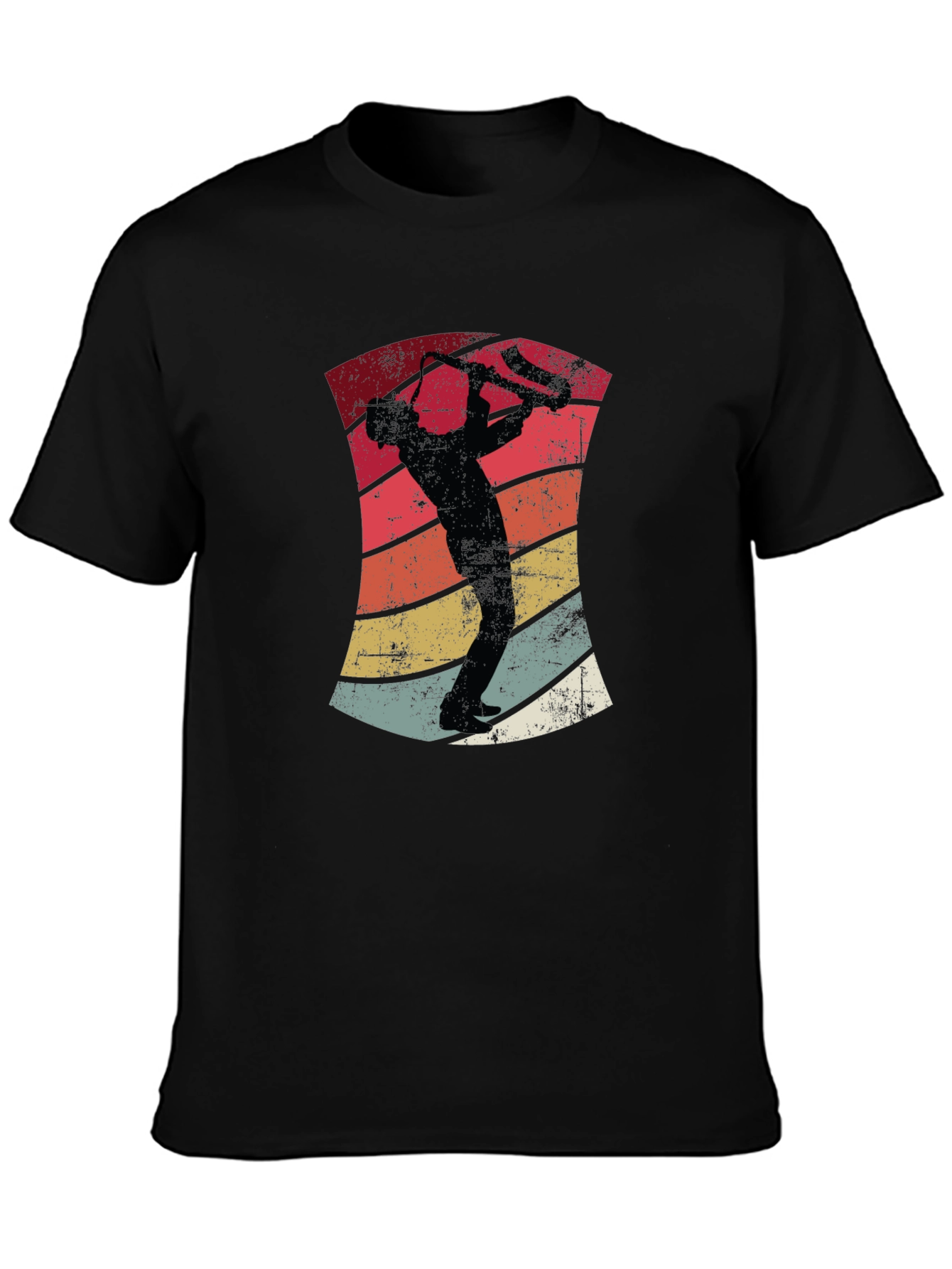 Retro Saxophone Player Black T-Shirt