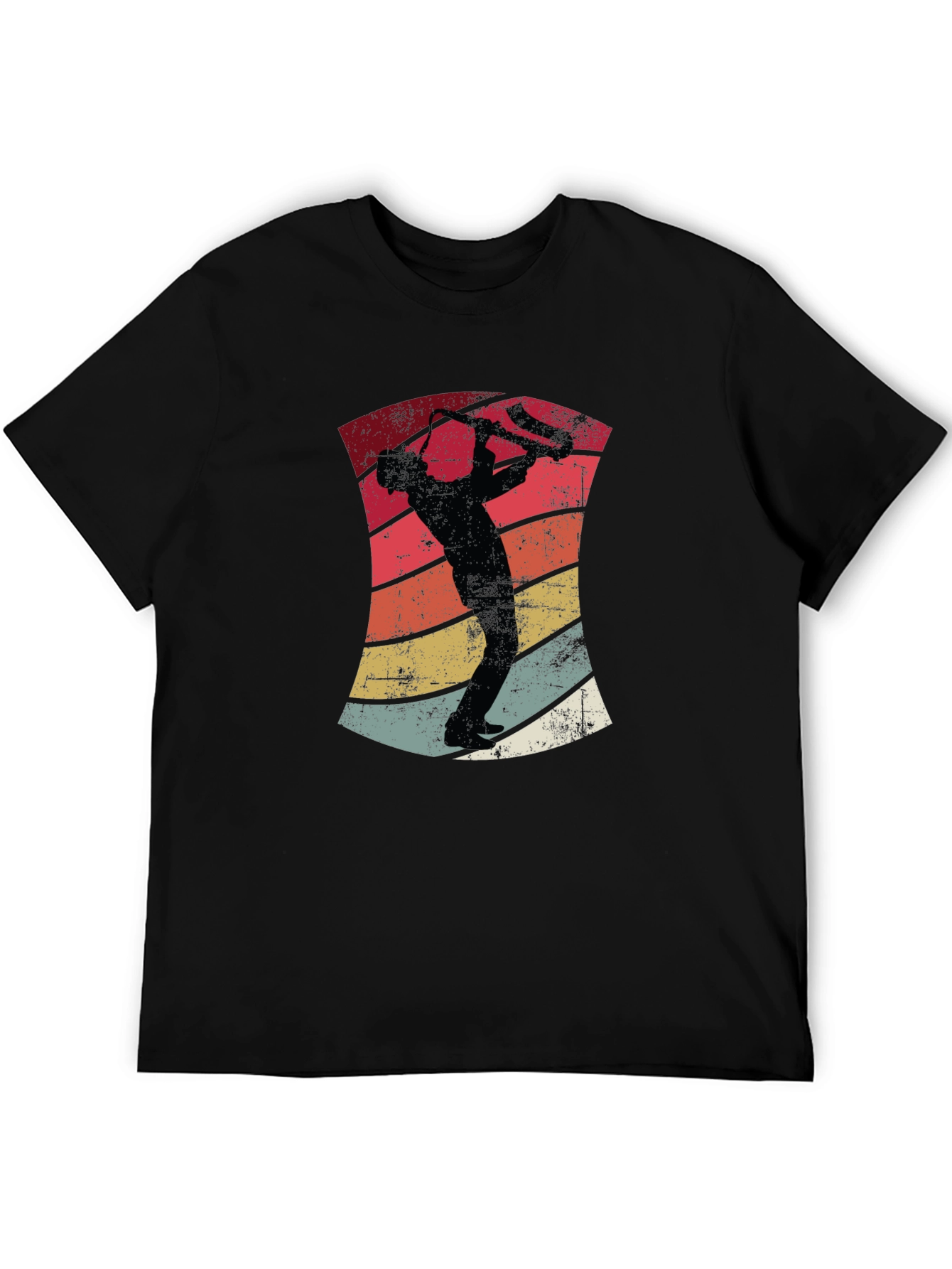 Retro Saxophone Player Black T-Shirt