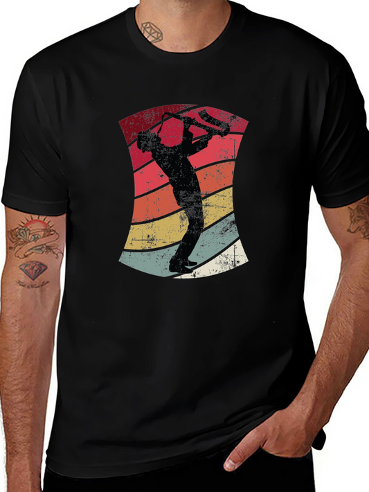 Retro Saxophone Player Black T-Shirt