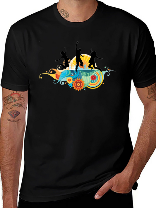 Funky Graphic Tee - Black Cotton T-Shirt
