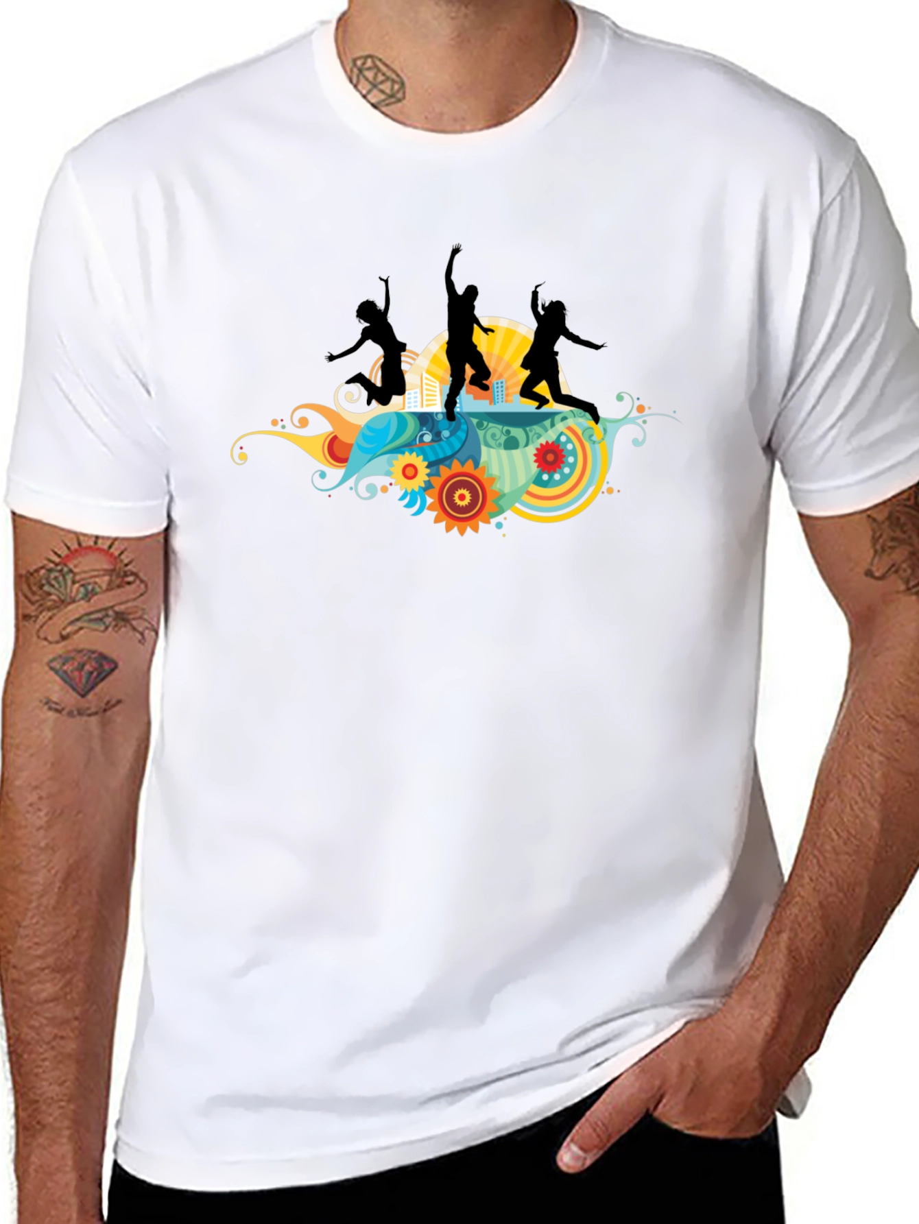 Funky Graphic Tee - Black Cotton T-Shirt