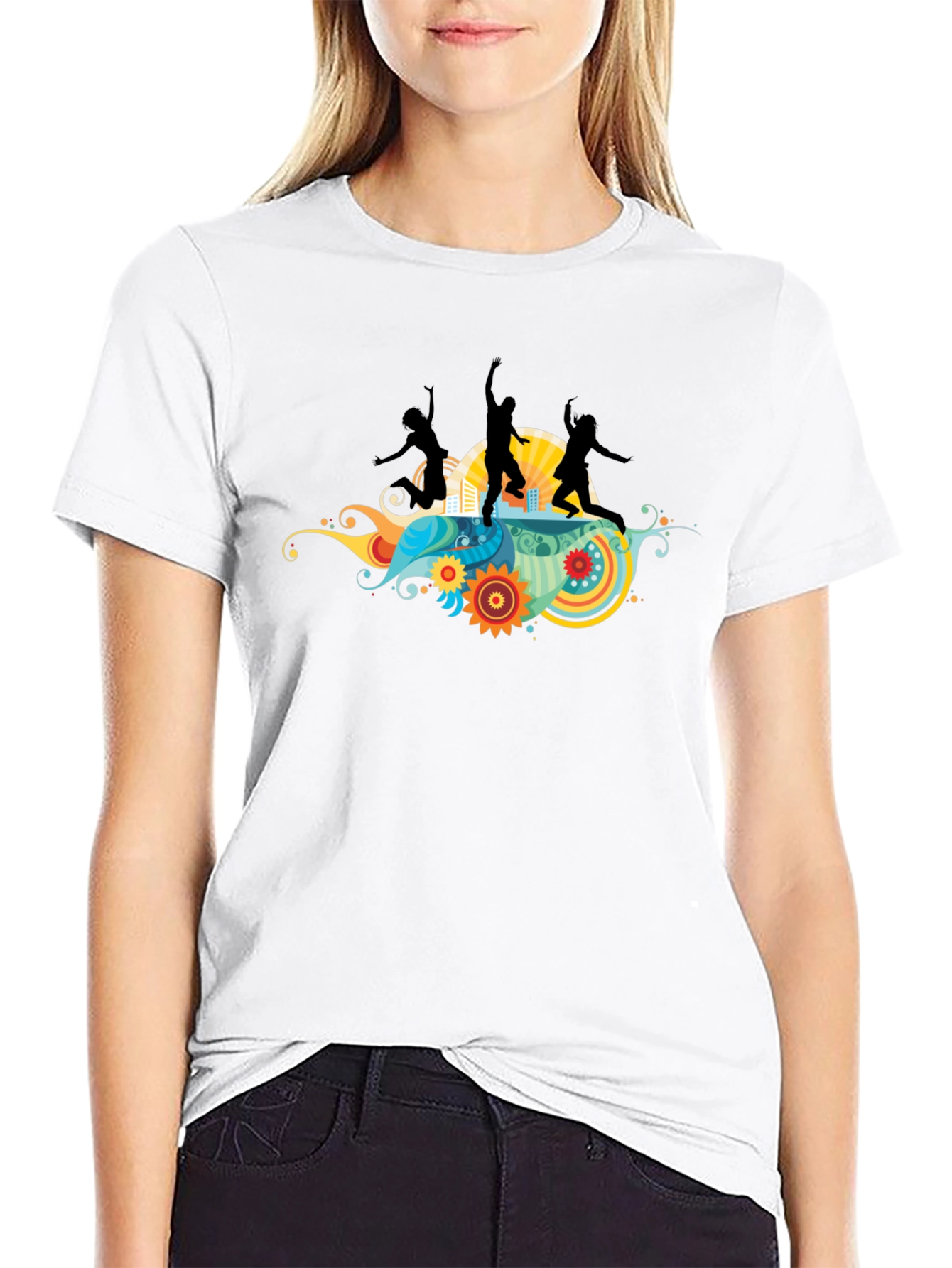 Funky Graphic Tee - Black Cotton T-Shirt