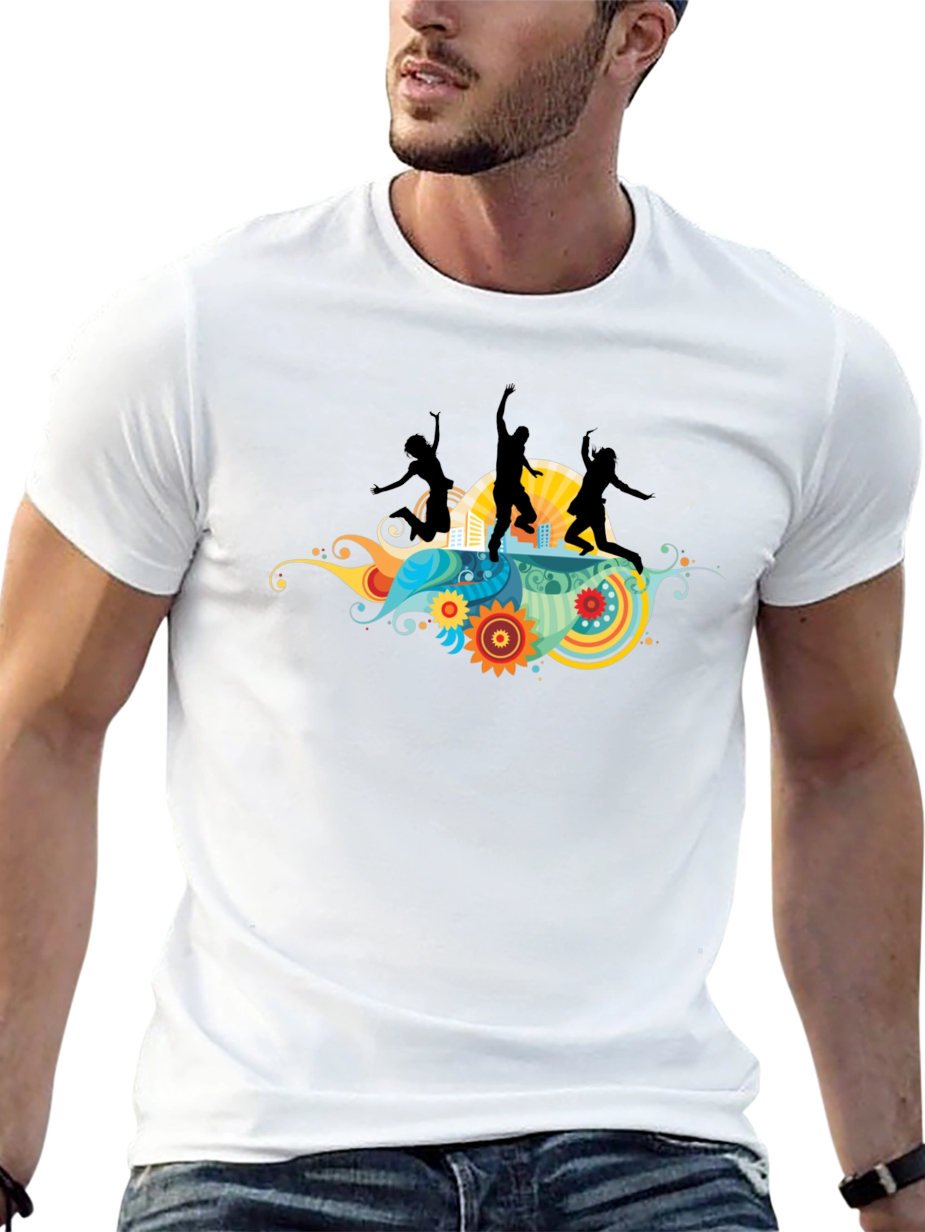 Funky Graphic Tee - Black Cotton T-Shirt