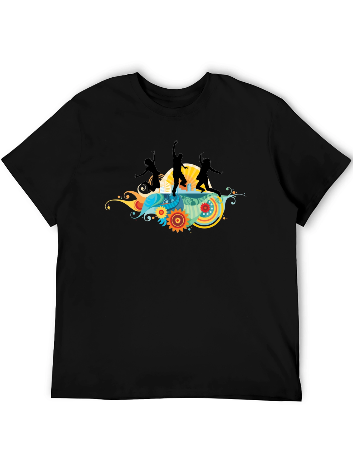 Funky Graphic Tee - Black Cotton T-Shirt