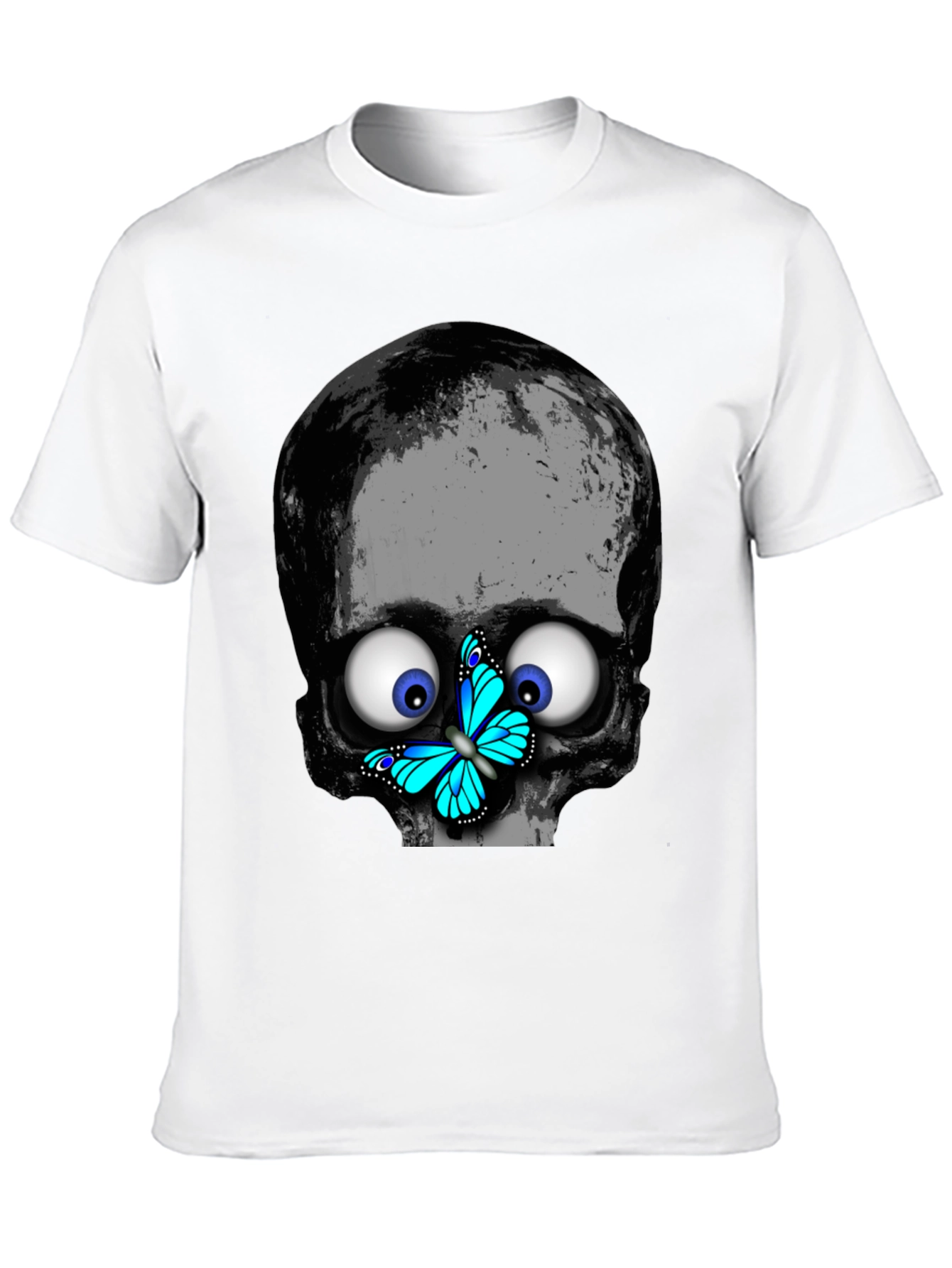 Skull Butterfly T-Shirt - Googly Eyes Black Tee