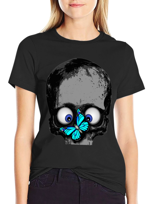 Skull Butterfly T-Shirt - Googly Eyes Black Tee
