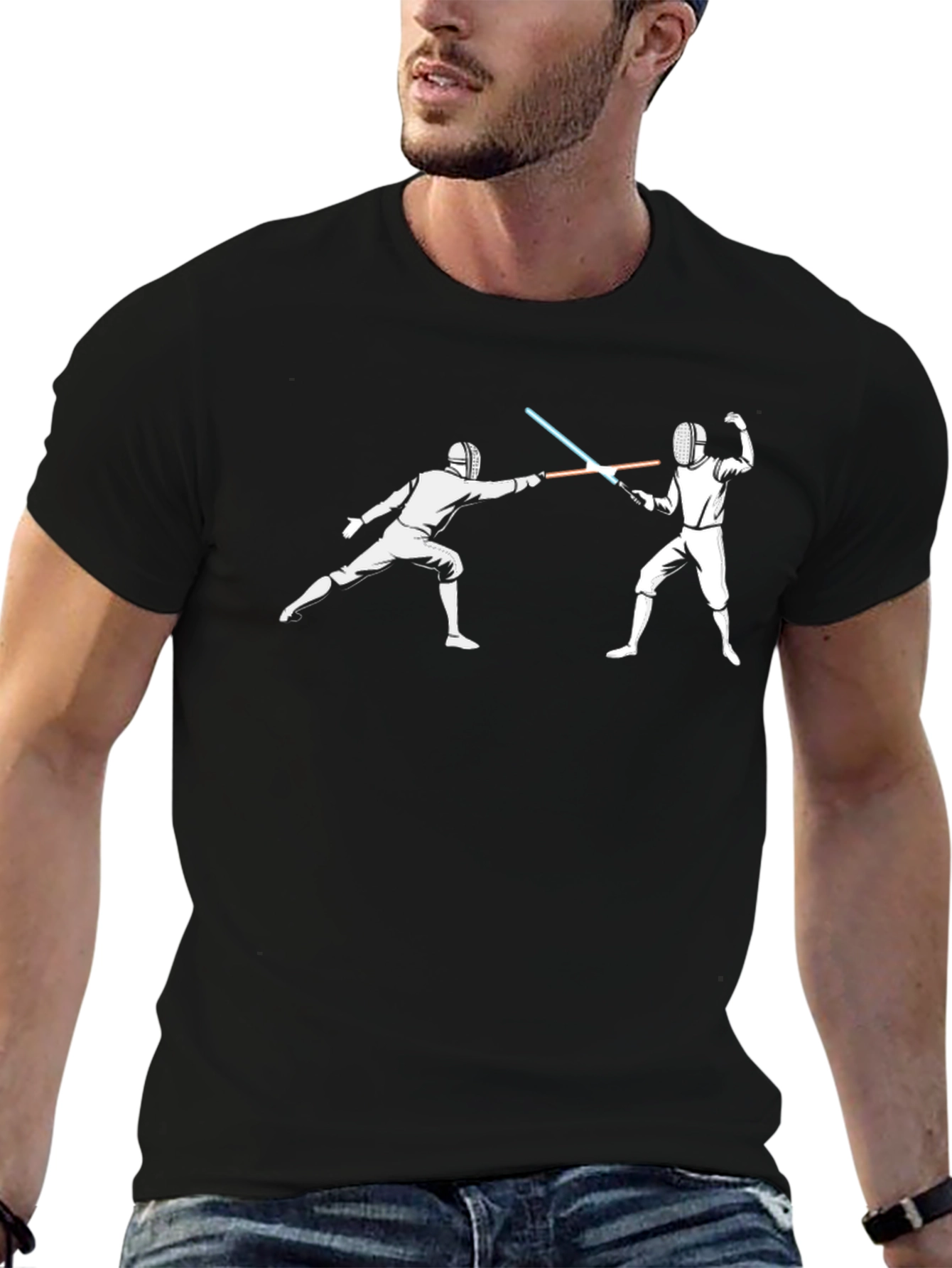 Fencing Lightsaber Duel Graphic Tee