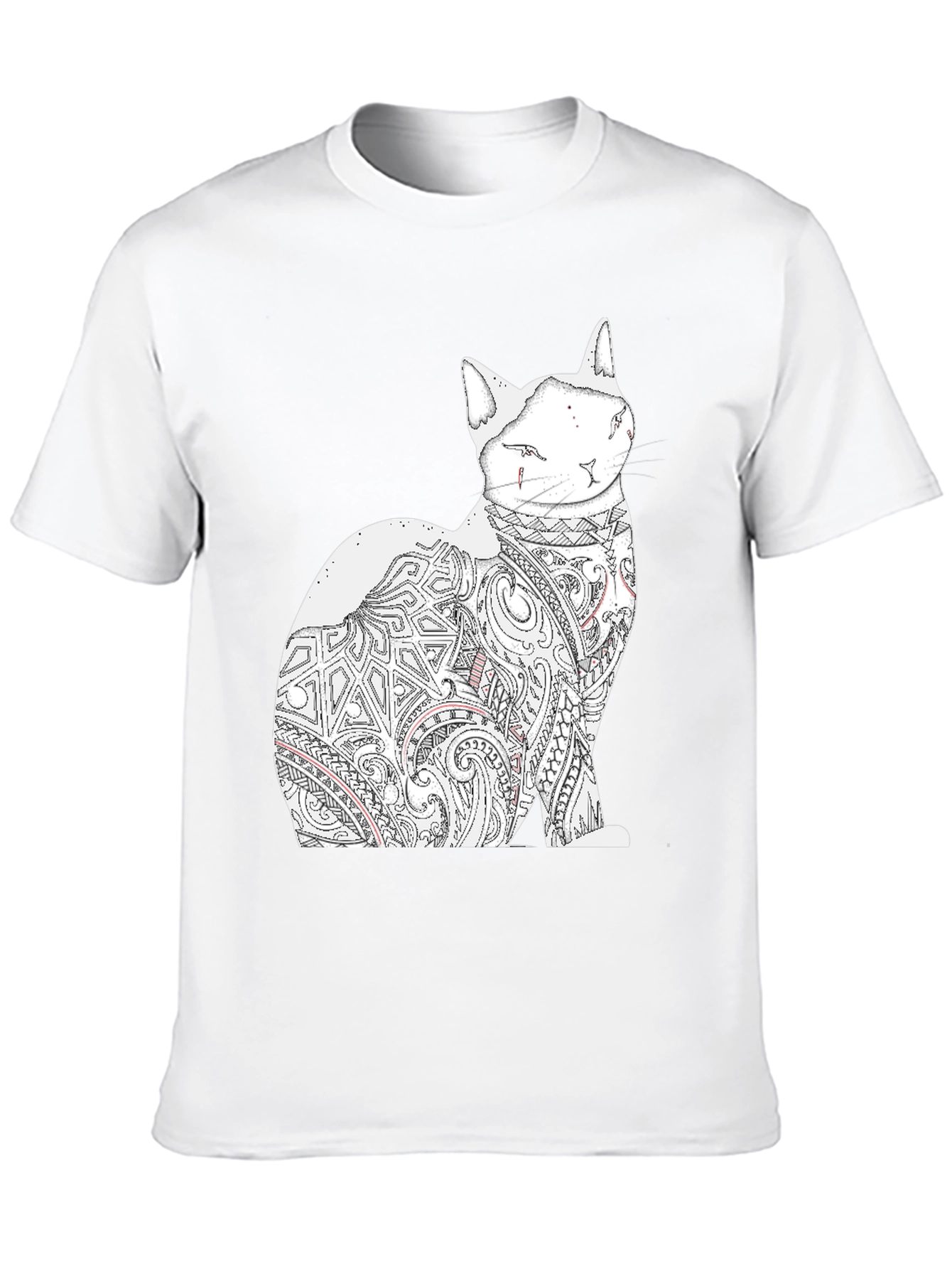 Cat Tattoo Graphic Print Black Tee