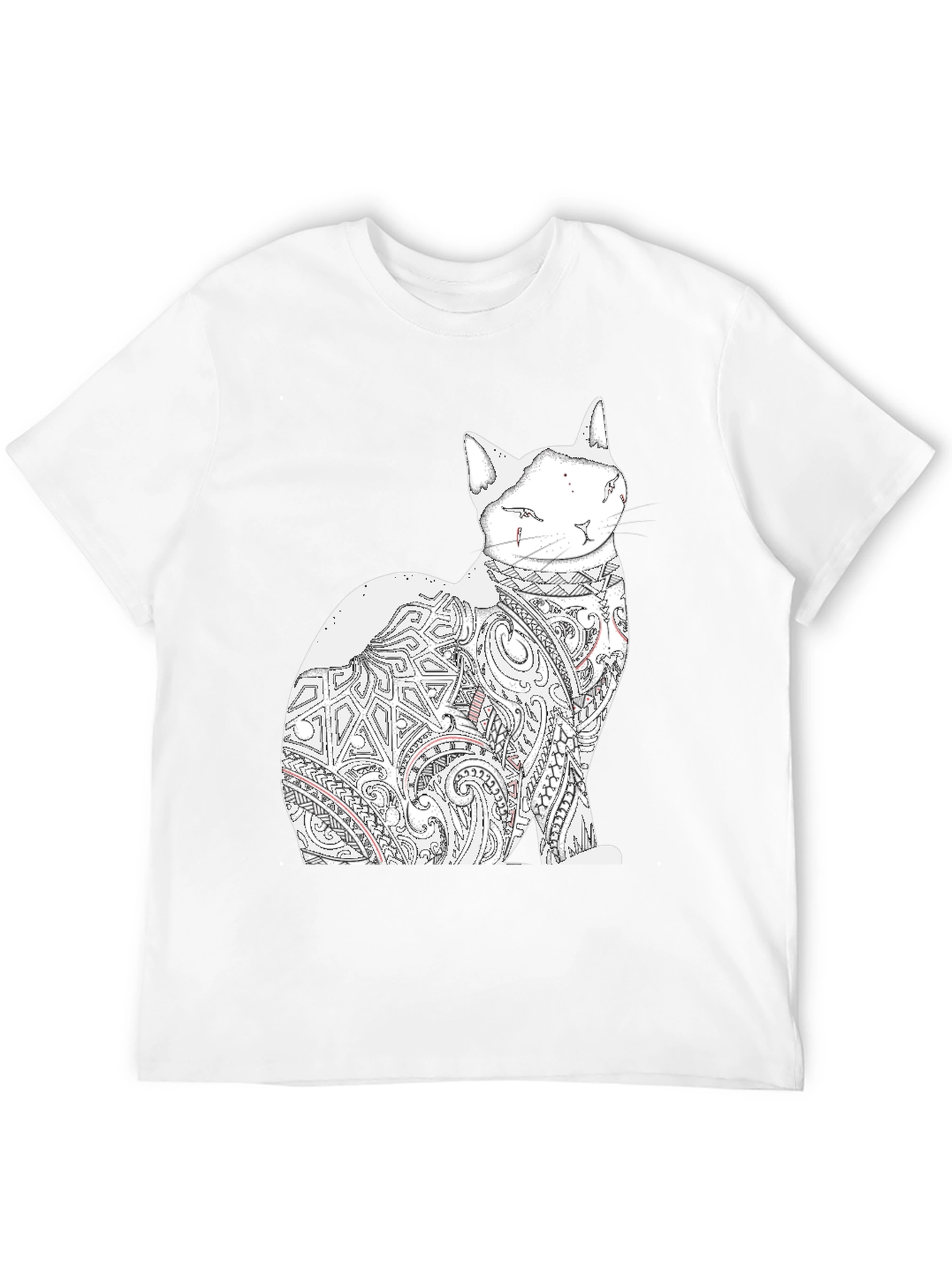 Cat Tattoo Graphic Print Black Tee