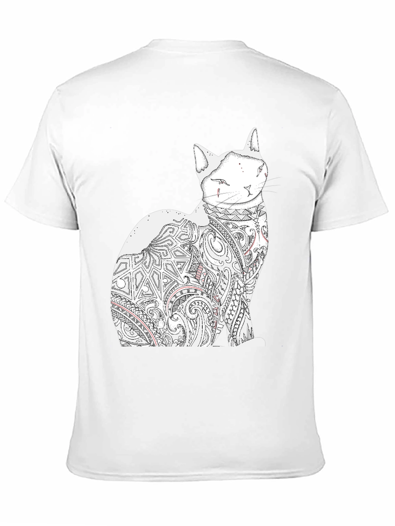 Cat Tattoo Graphic Print Black Tee