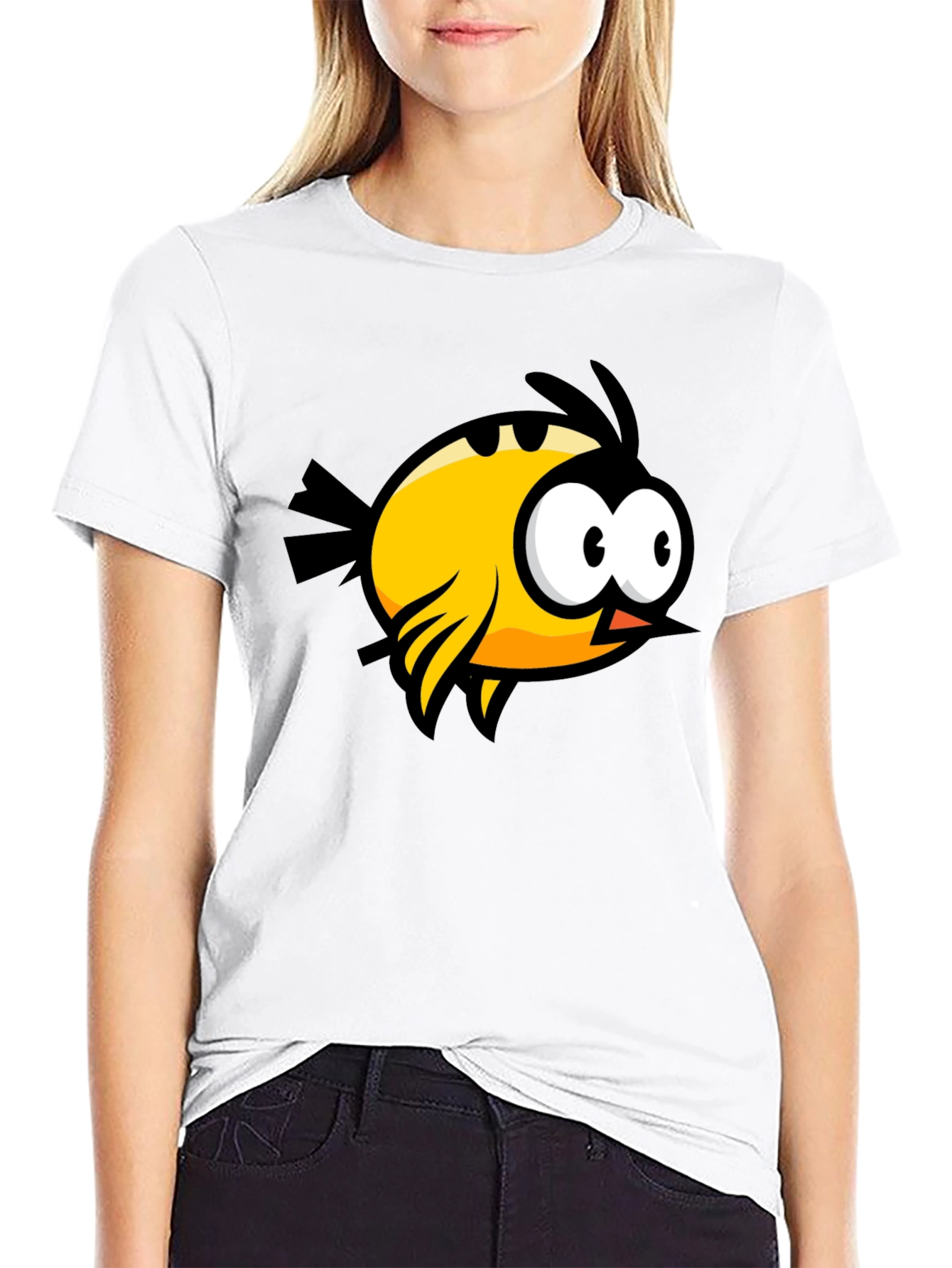 Funny Bird Graphic Black T-Shirt
