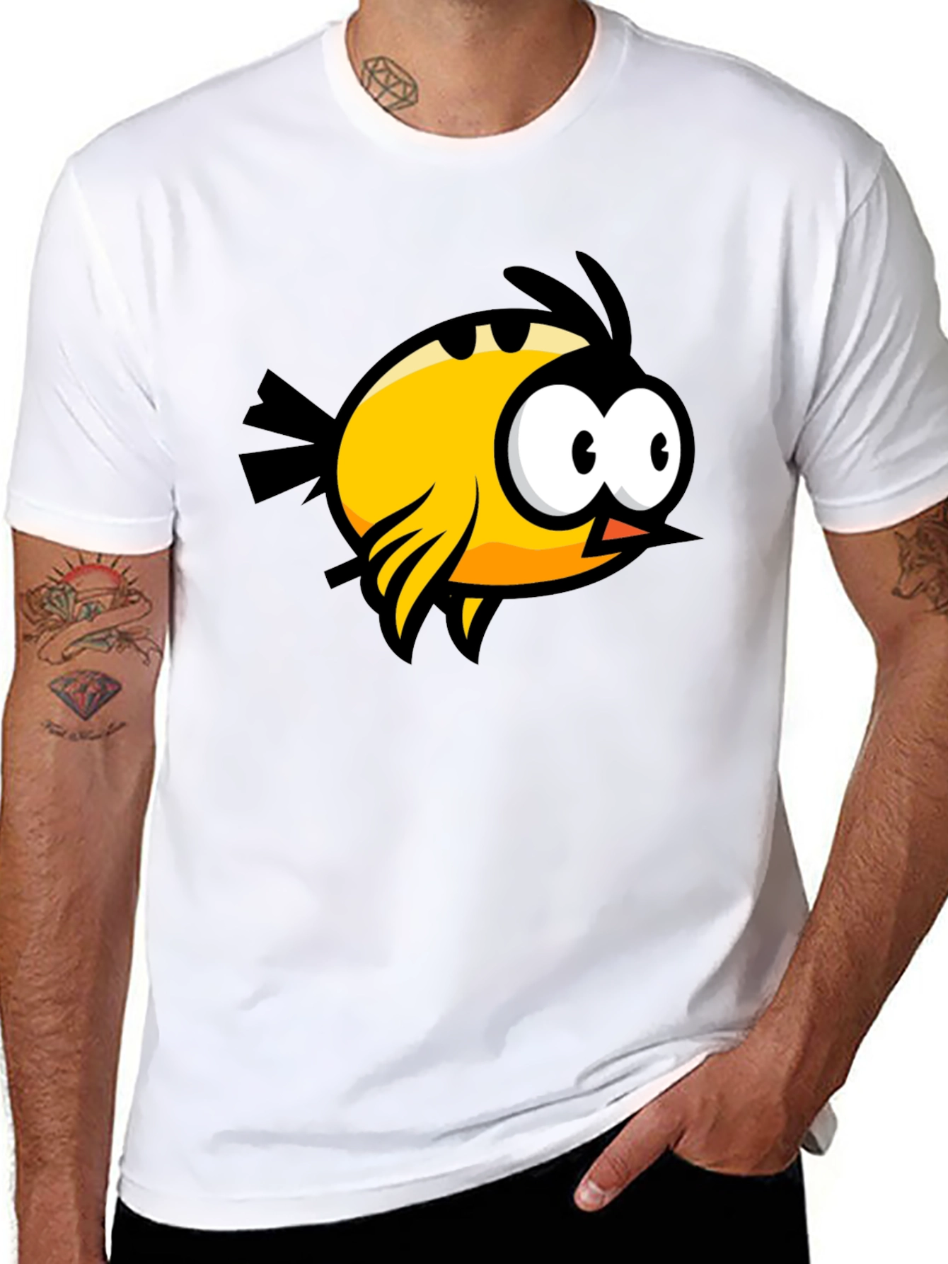 Funny Bird Graphic Black T-Shirt