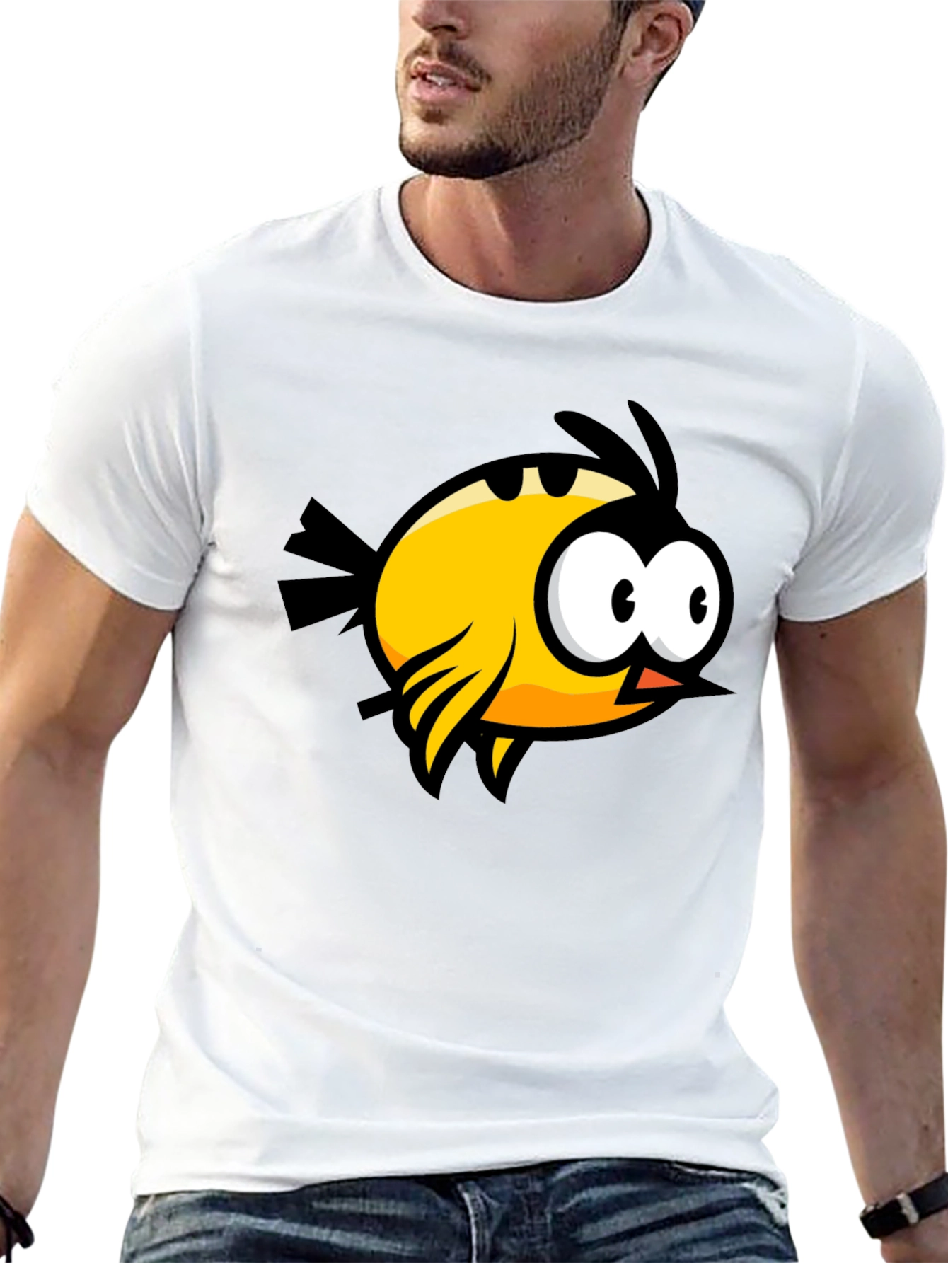 Funny Bird Graphic Black T-Shirt