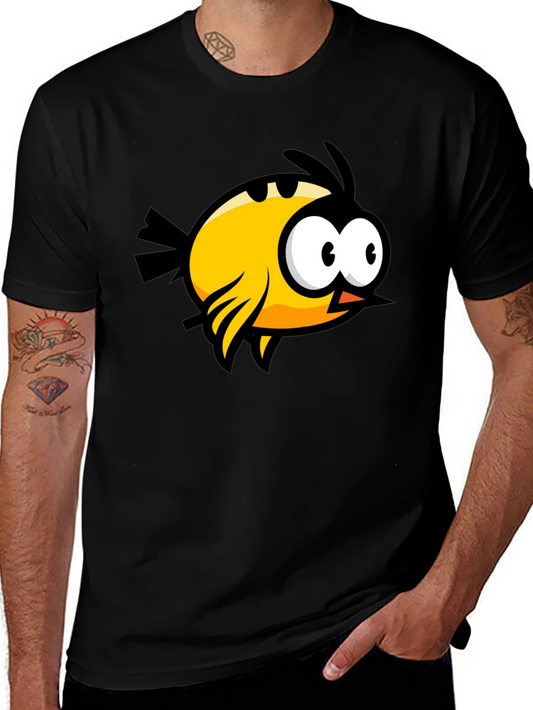 Funny Bird Graphic Black T-Shirt