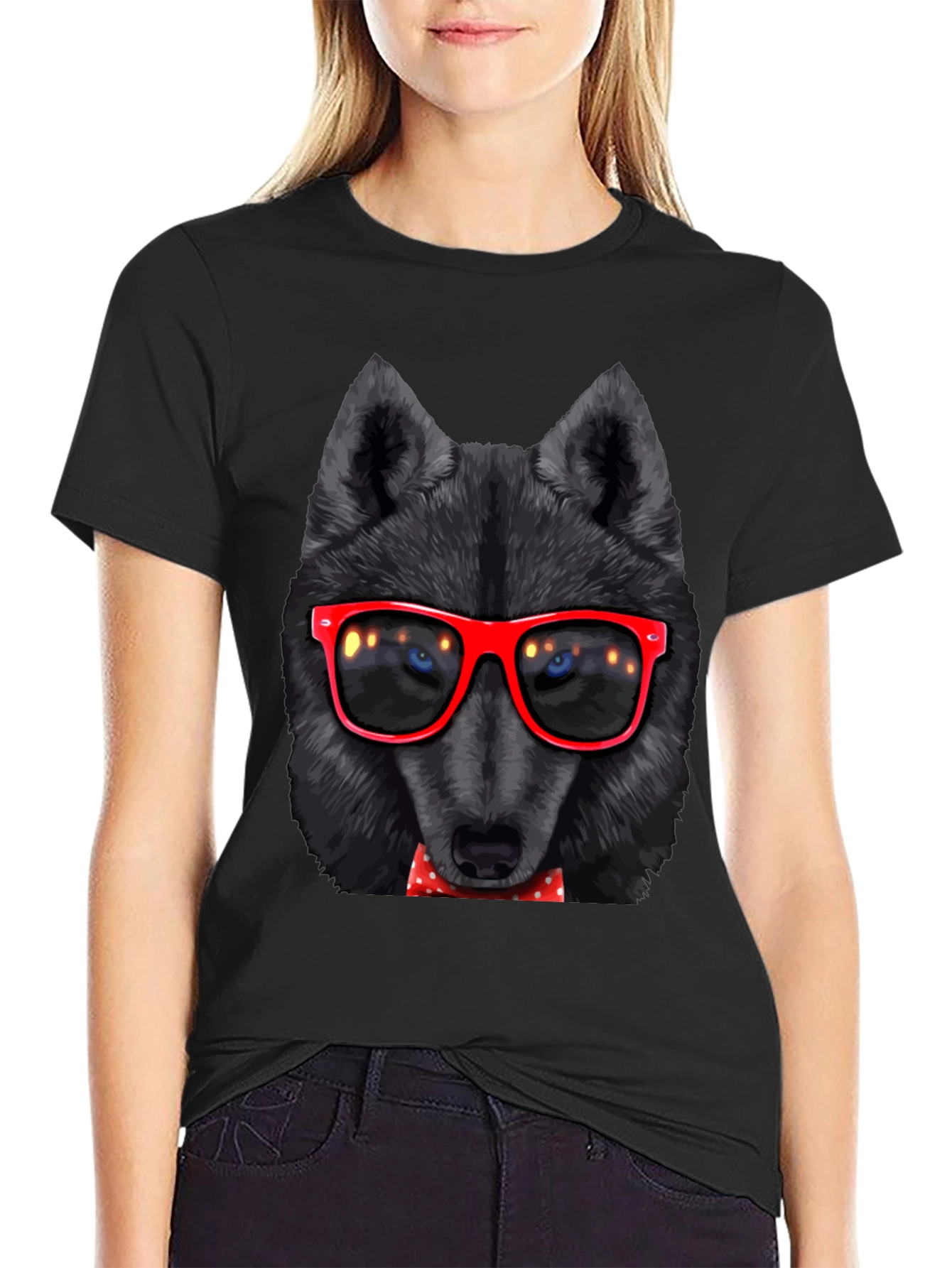 Wolf with Glasses Graphic Tee