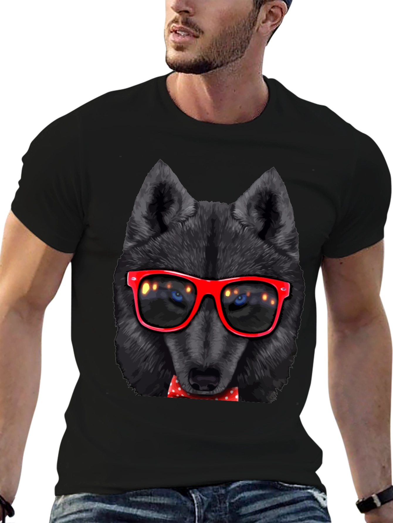 Wolf with Glasses Graphic Tee