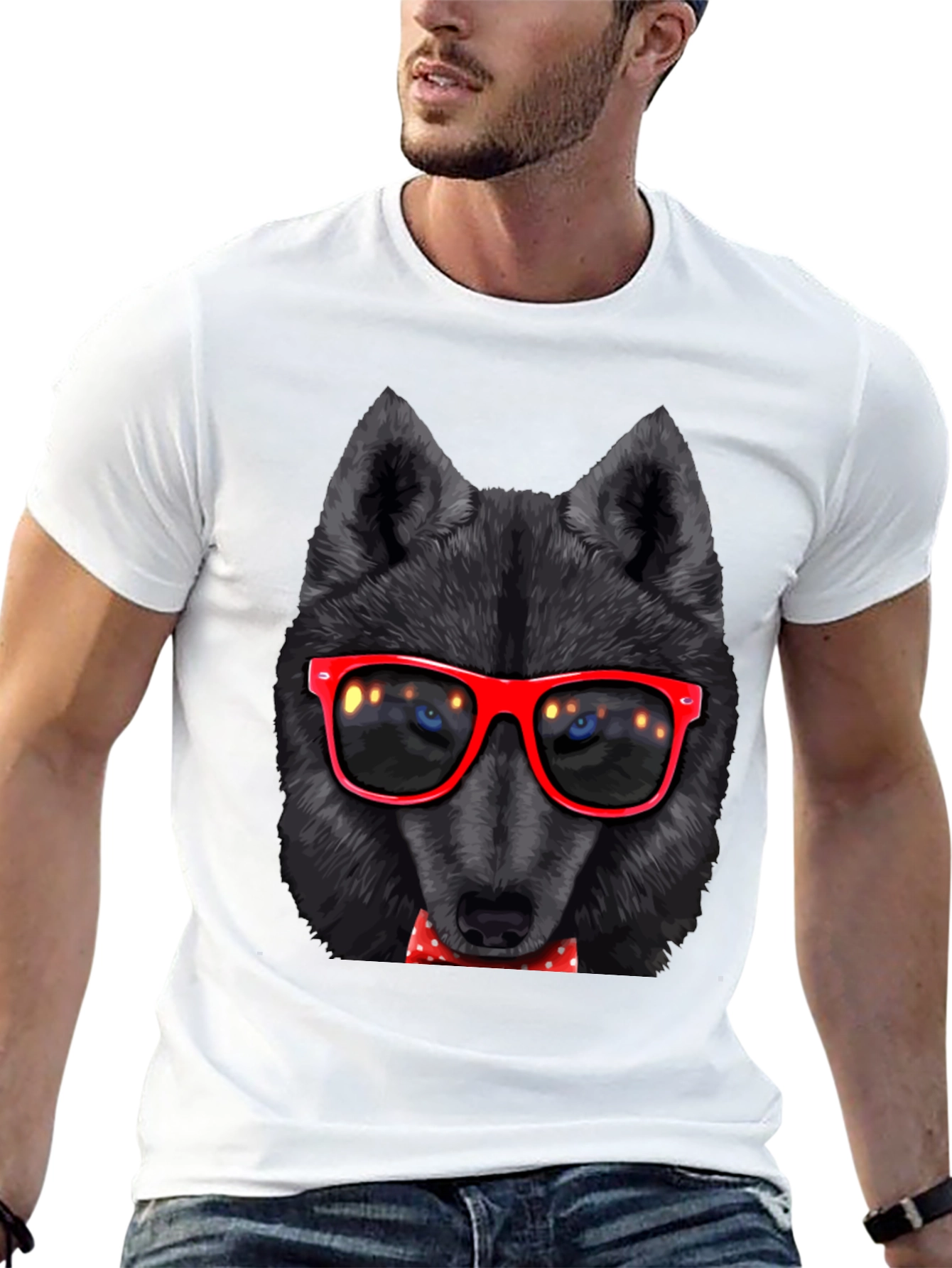 Wolf with Glasses Graphic Tee