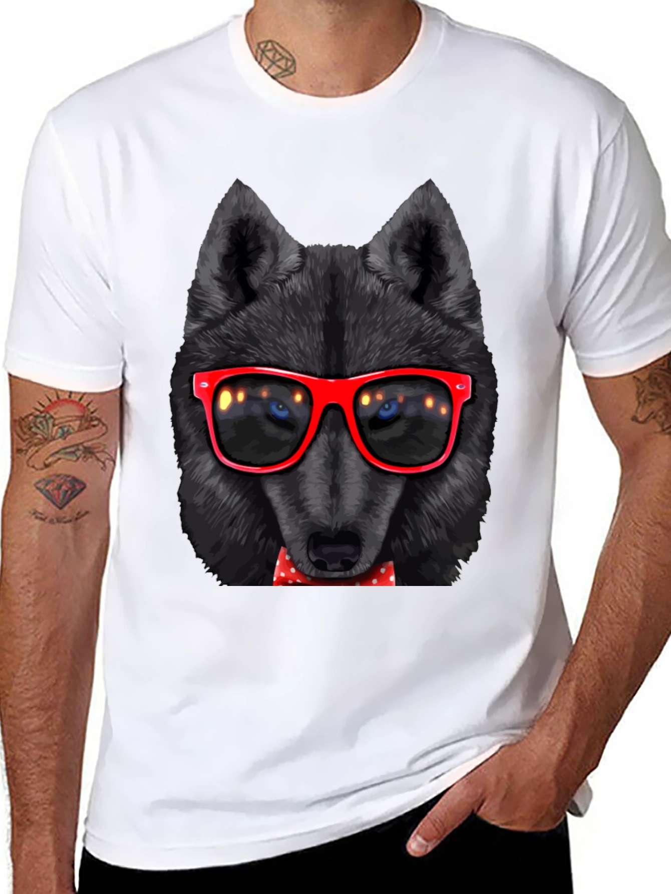 Wolf with Glasses Graphic Tee