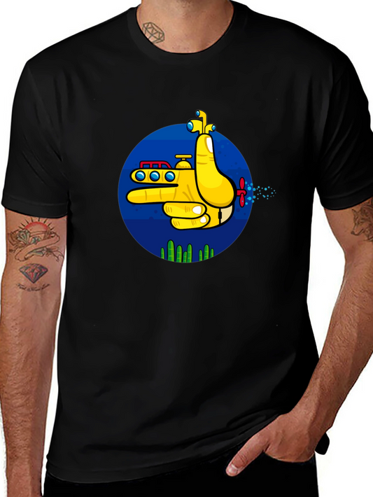 Yellow Submarine Finger Gun Graphic Tee - Unique Design