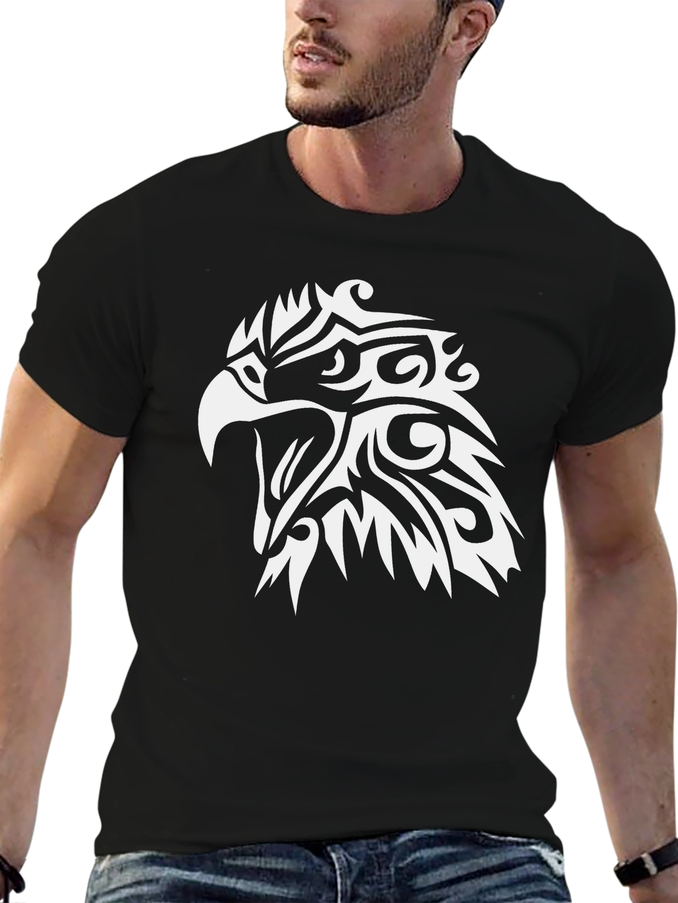 Mens Eagle Graphic Black T-Shirt