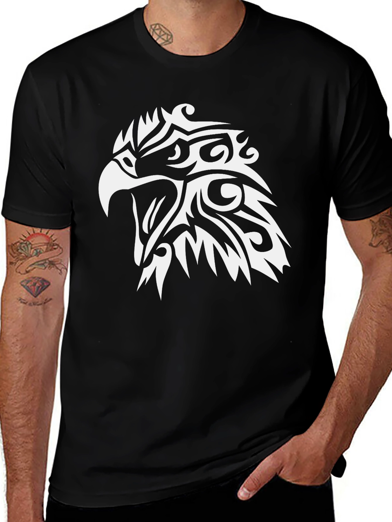 Mens Eagle Graphic Black T-Shirt