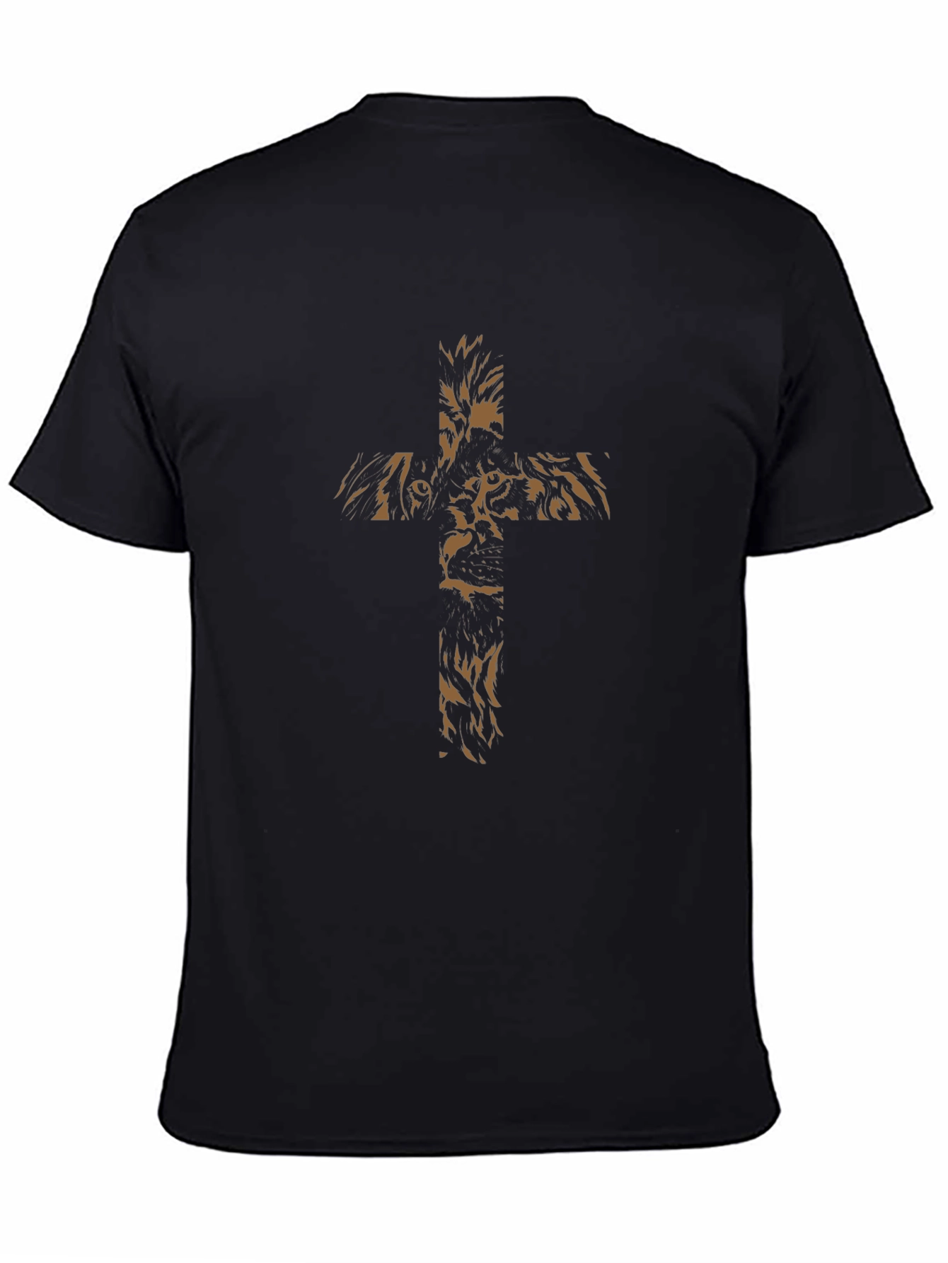 Lion Cross Graphic Black Tee - Christian Fashion