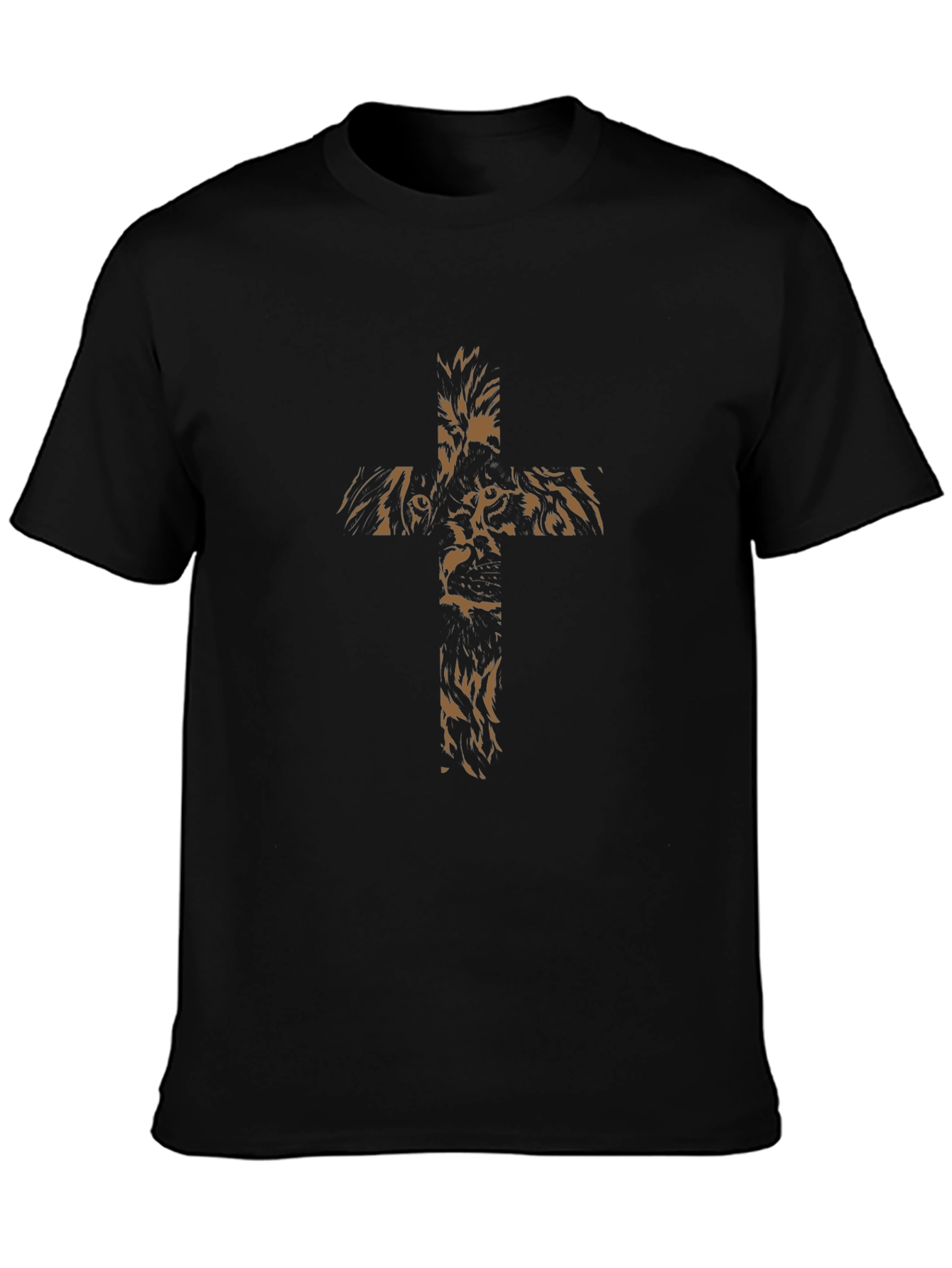 Lion Cross Graphic Black Tee - Christian Fashion