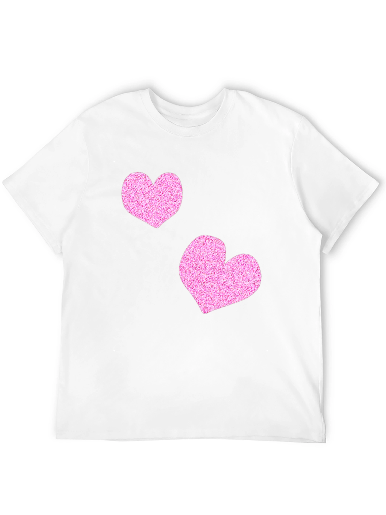 Stylish Black T-Shirt with Glitter Pink Heart Design